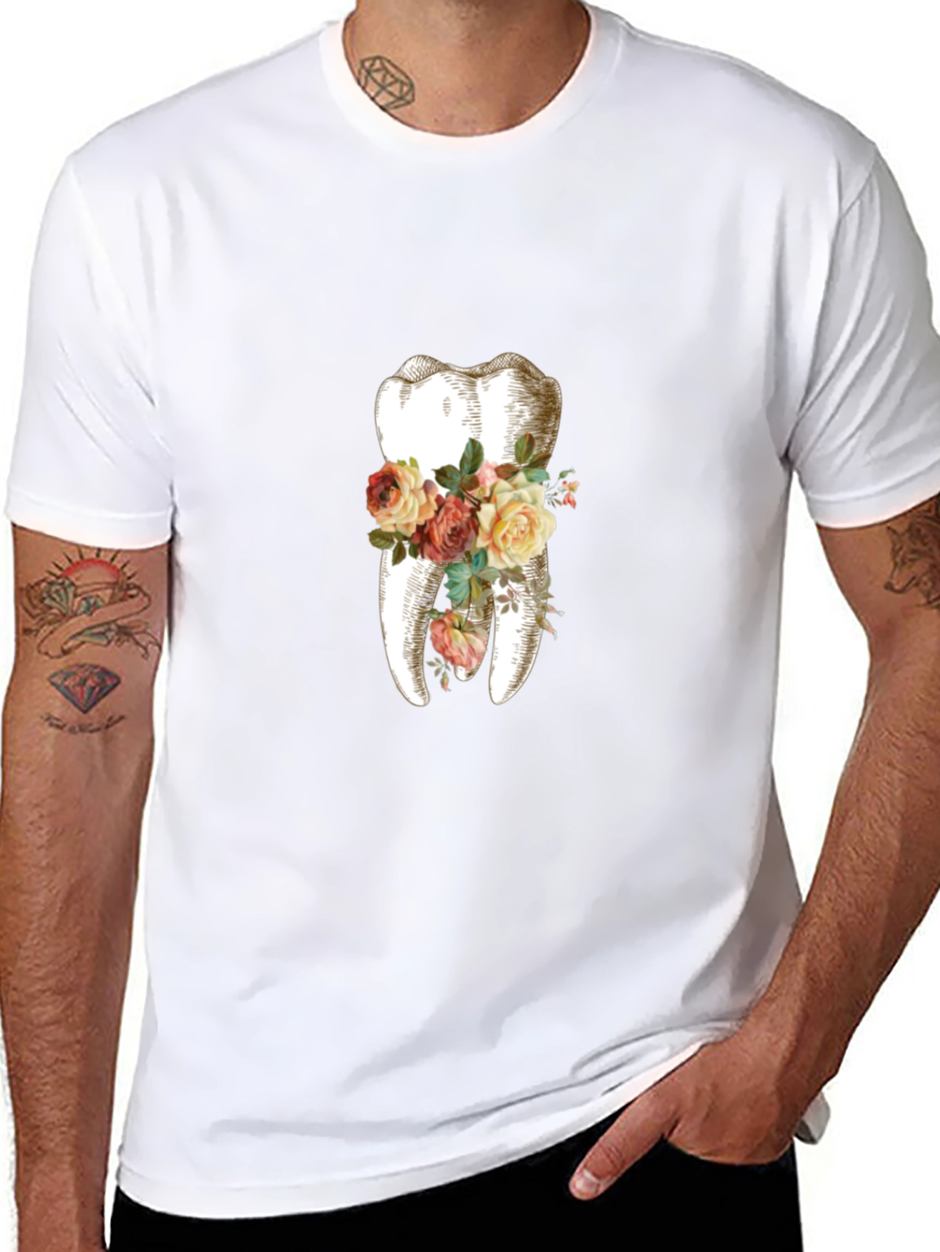 Floral Tooth Graphic T-Shirt - Unique Dentist Gift