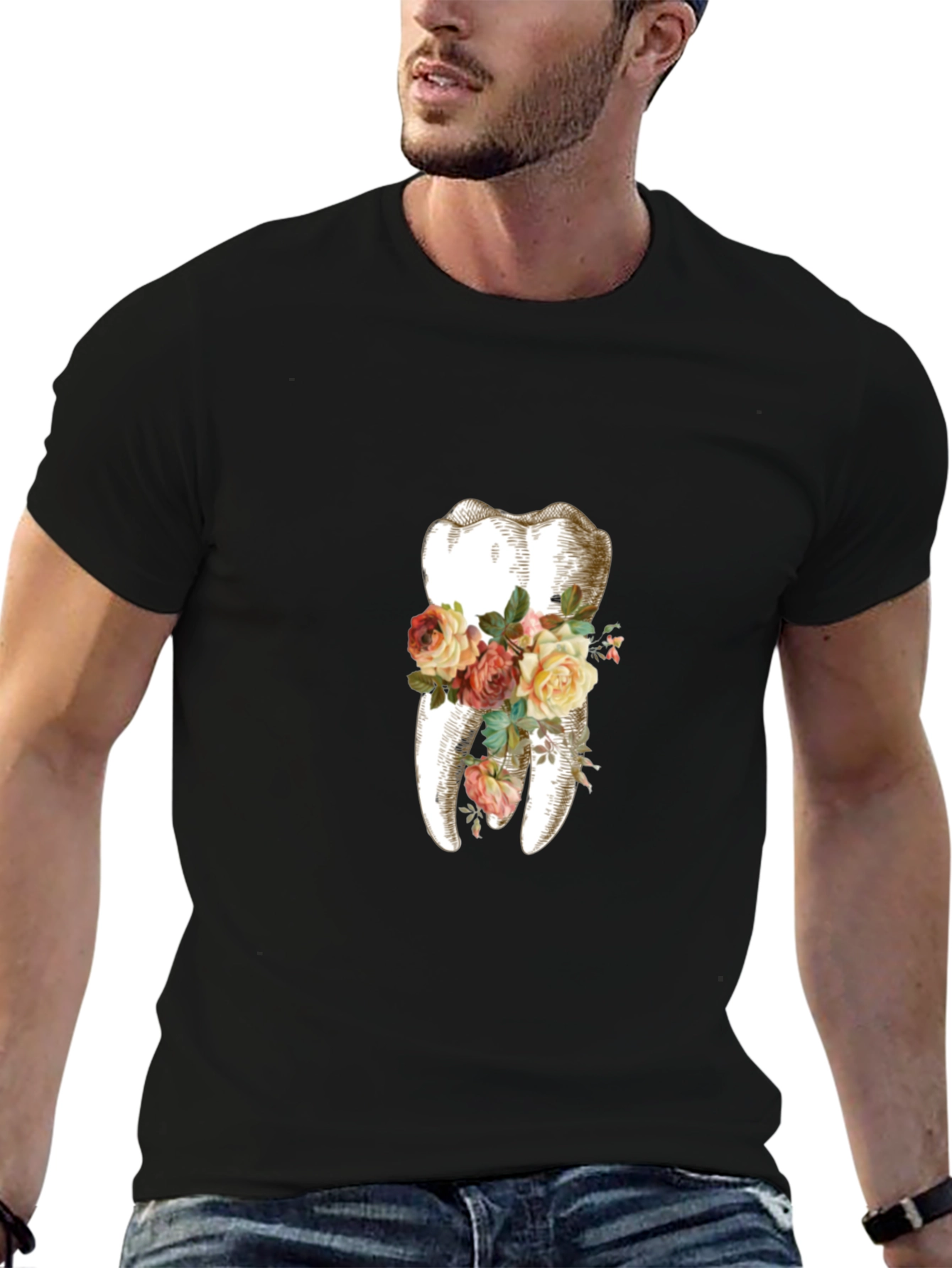 Floral Tooth Graphic T-Shirt - Unique Dentist Gift