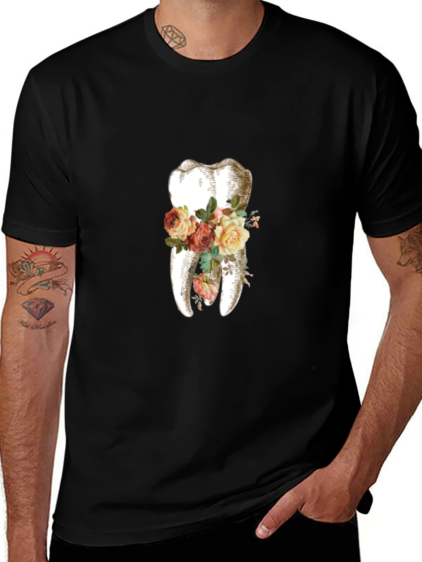 Floral Tooth Graphic T-Shirt - Unique Dentist Gift