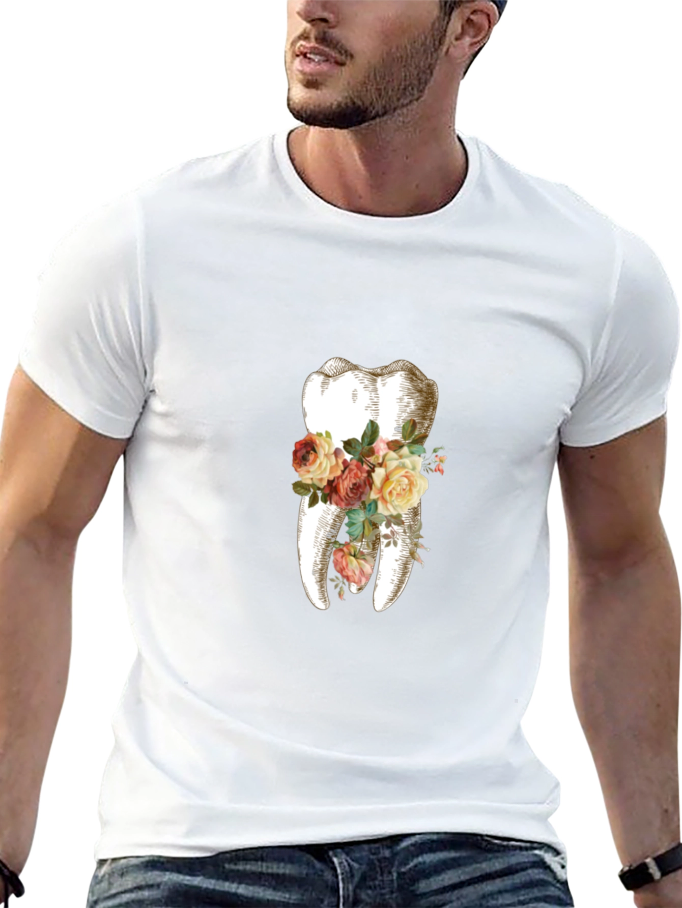 Floral Tooth Graphic T-Shirt - Unique Dentist Gift
