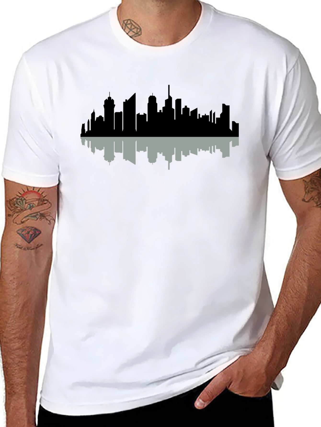 Cityscape Reflection Tee - Modern Graphic Print