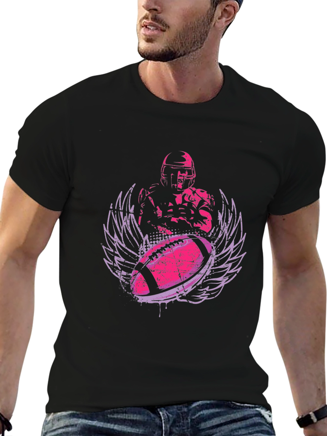 Football Player Graphic Tee - Stylish Sportswear
