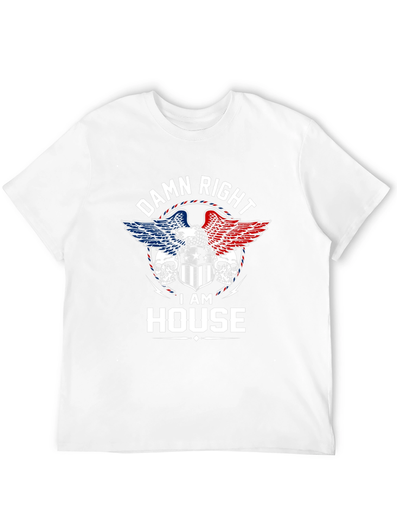 Damn Right I AM HOUSE Eagle Skull Graphic T-Shirt