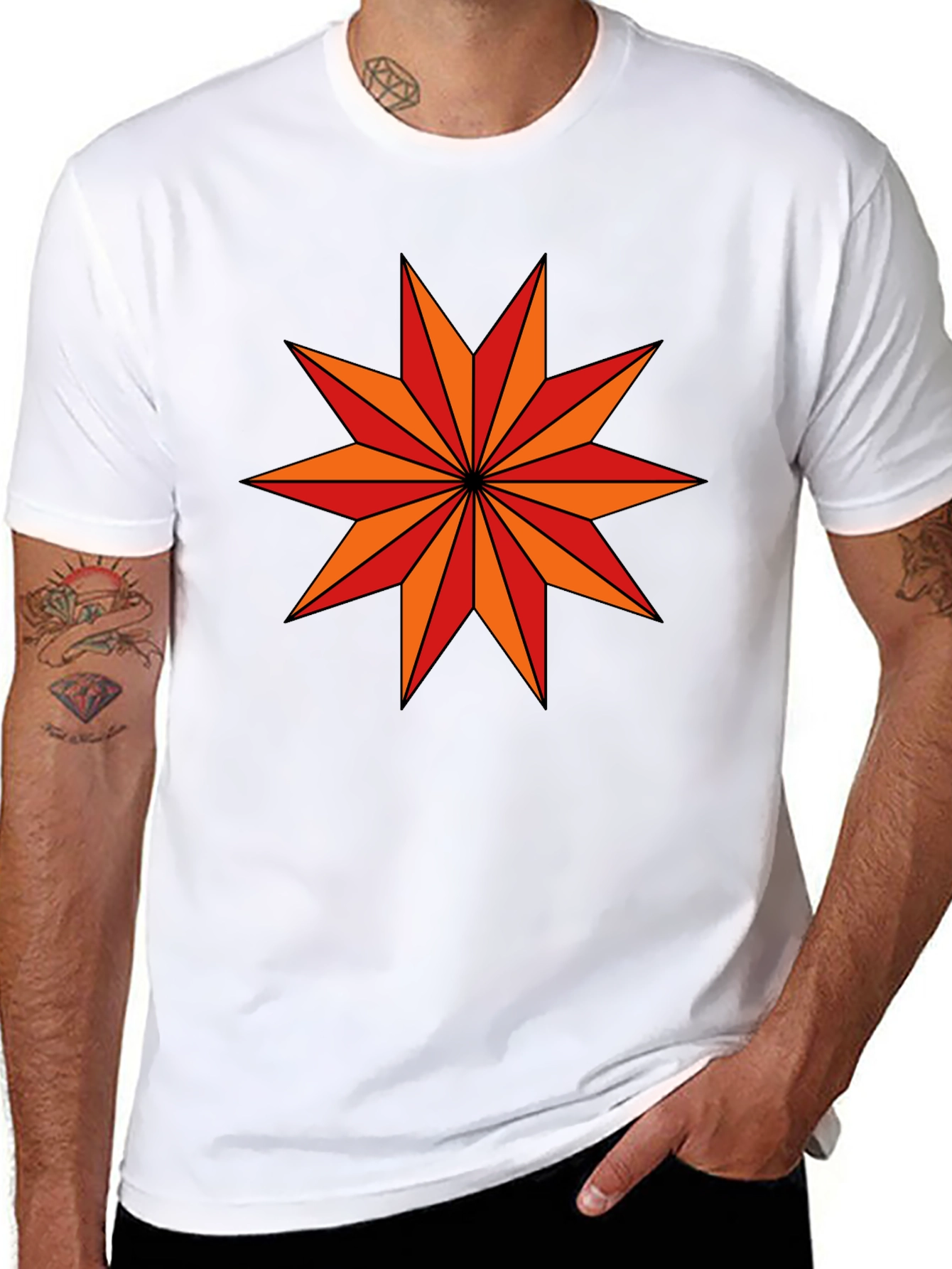 Geometric Star Graphic Black T-Shirt