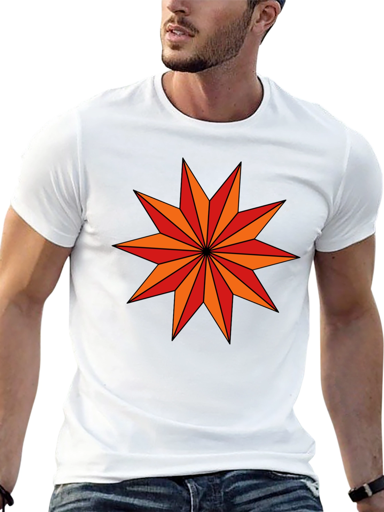 Geometric Star Graphic Black T-Shirt