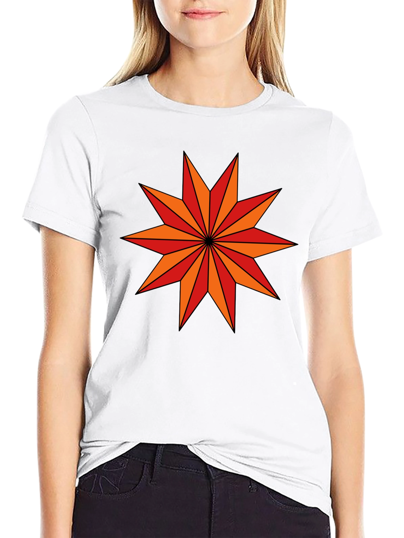 Geometric Star Graphic Black T-Shirt