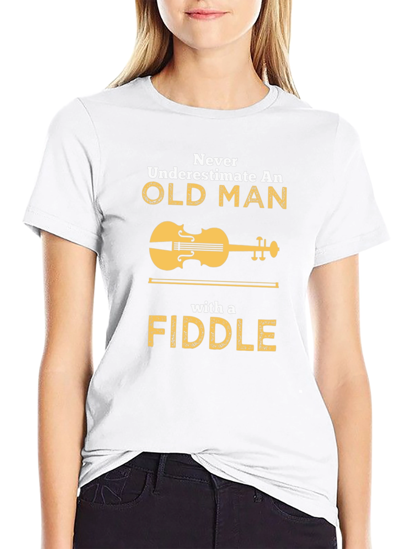 Never Underestimate Old Man Fiddle T-Shirt