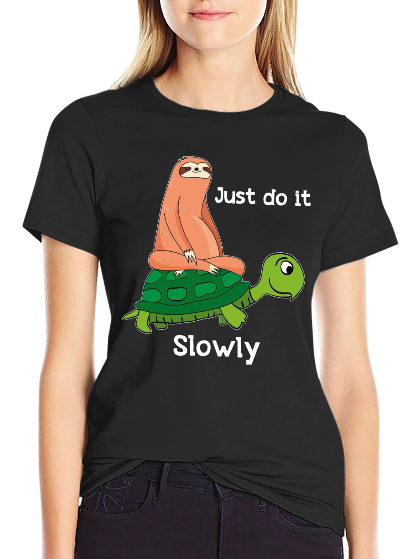 Sloth Riding Turtle T-Shirt - Just Do It Slowly