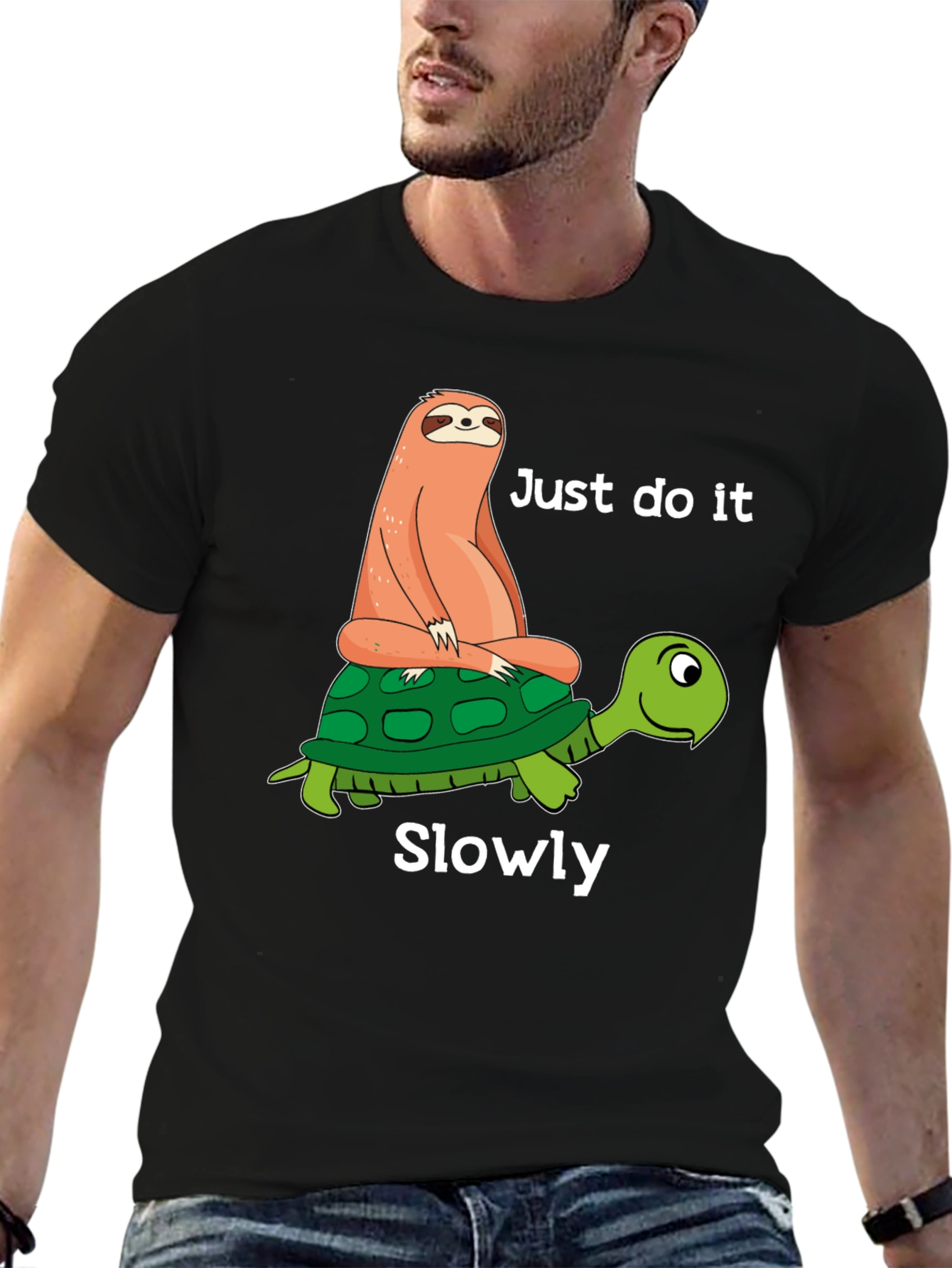 Sloth Riding Turtle T-Shirt - Just Do It Slowly