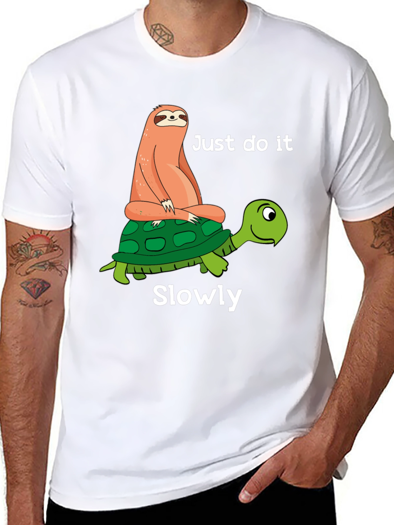 Sloth Riding Turtle T-Shirt - Just Do It Slowly