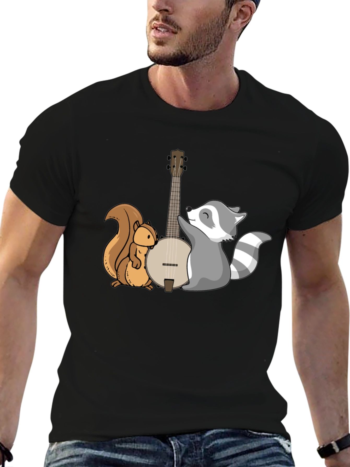 Squirrel and Raccoon Banjo Graphic Tee