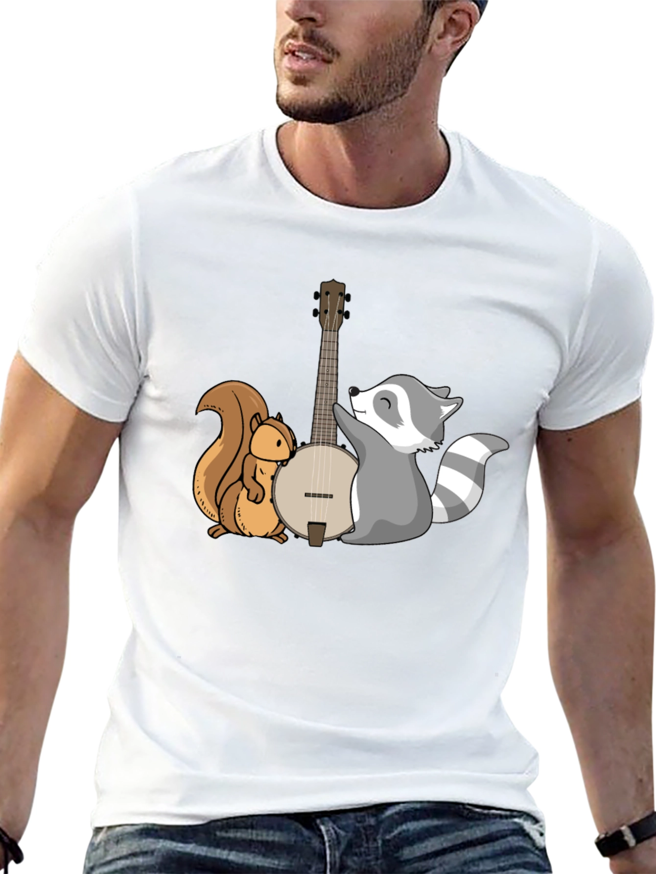 Squirrel and Raccoon Banjo Graphic Tee