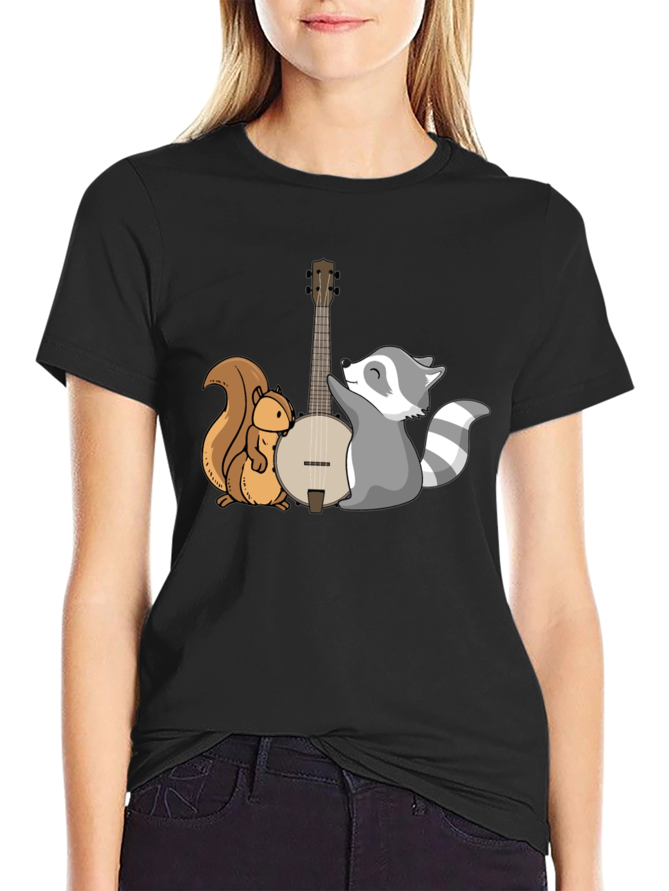Squirrel and Raccoon Banjo Graphic Tee
