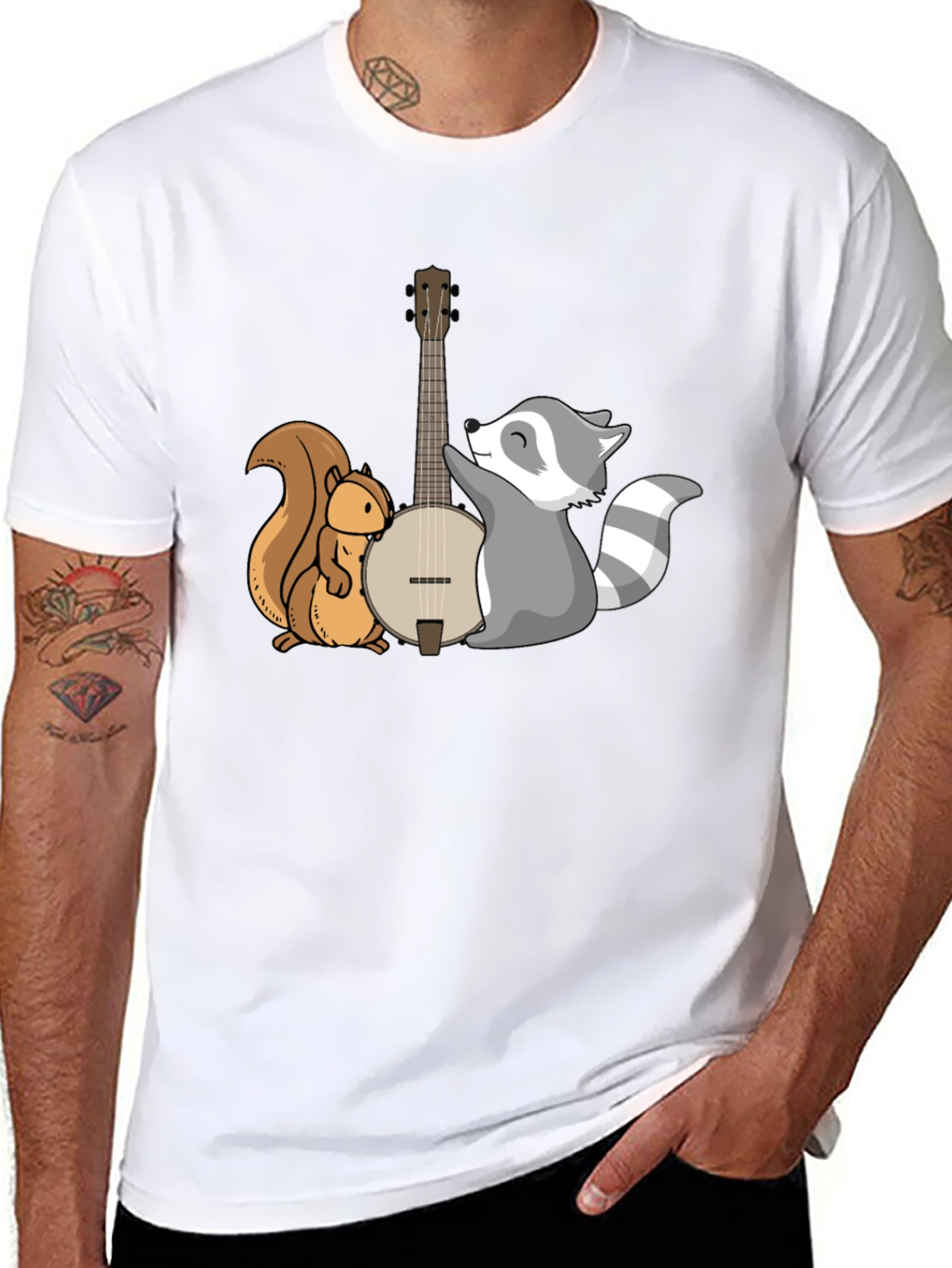 Squirrel and Raccoon Banjo Graphic Tee