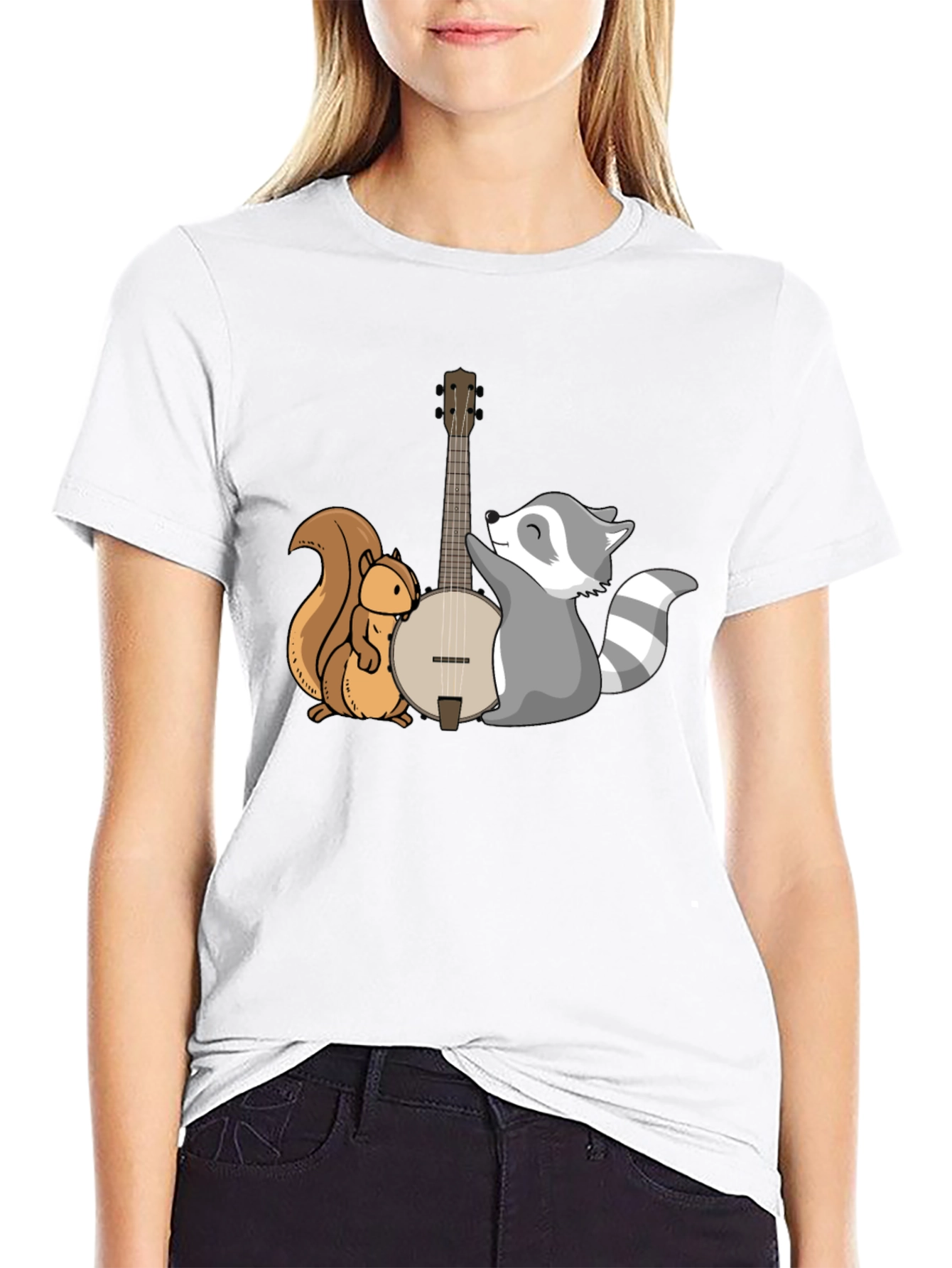 Squirrel and Raccoon Banjo Graphic Tee
