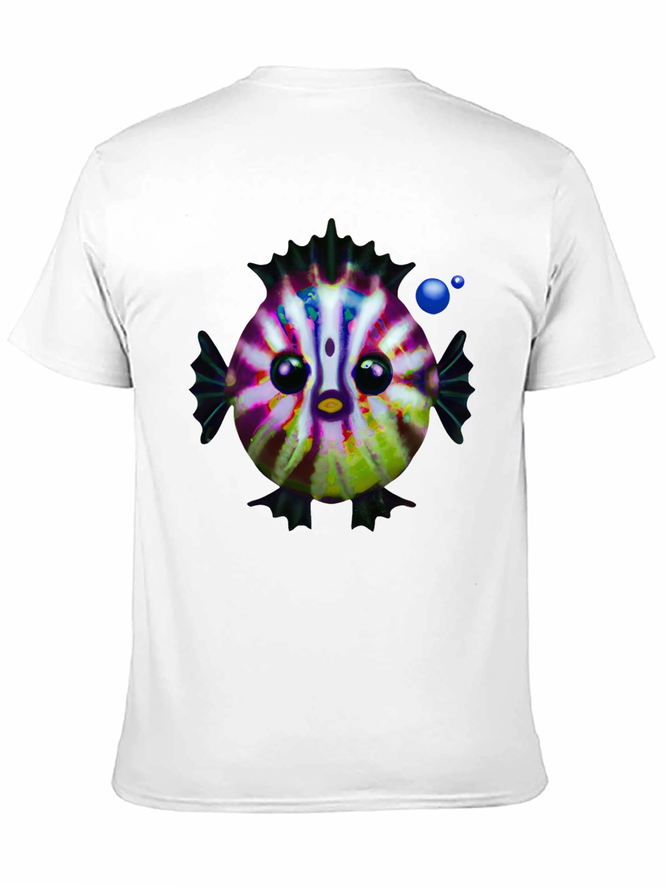 Cartoon Fish Graphic Tee - Black Cotton Casual Shirt