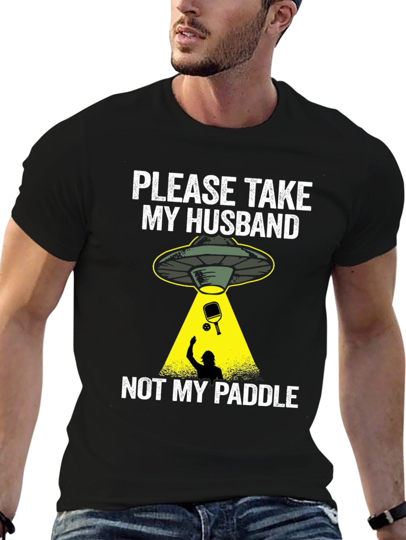 Funny Alien Abduction Husband Paddle T-Shirt