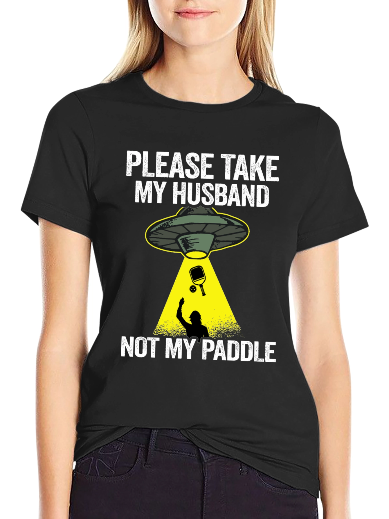 Funny Alien Abduction Husband Paddle T-Shirt