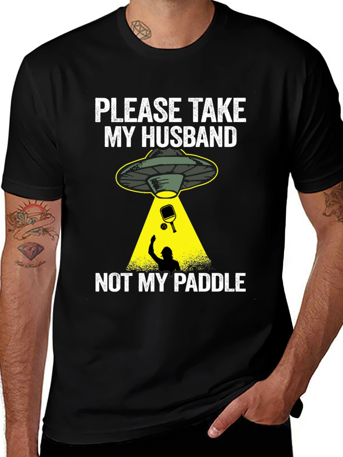 Funny Alien Abduction Husband Paddle T-Shirt