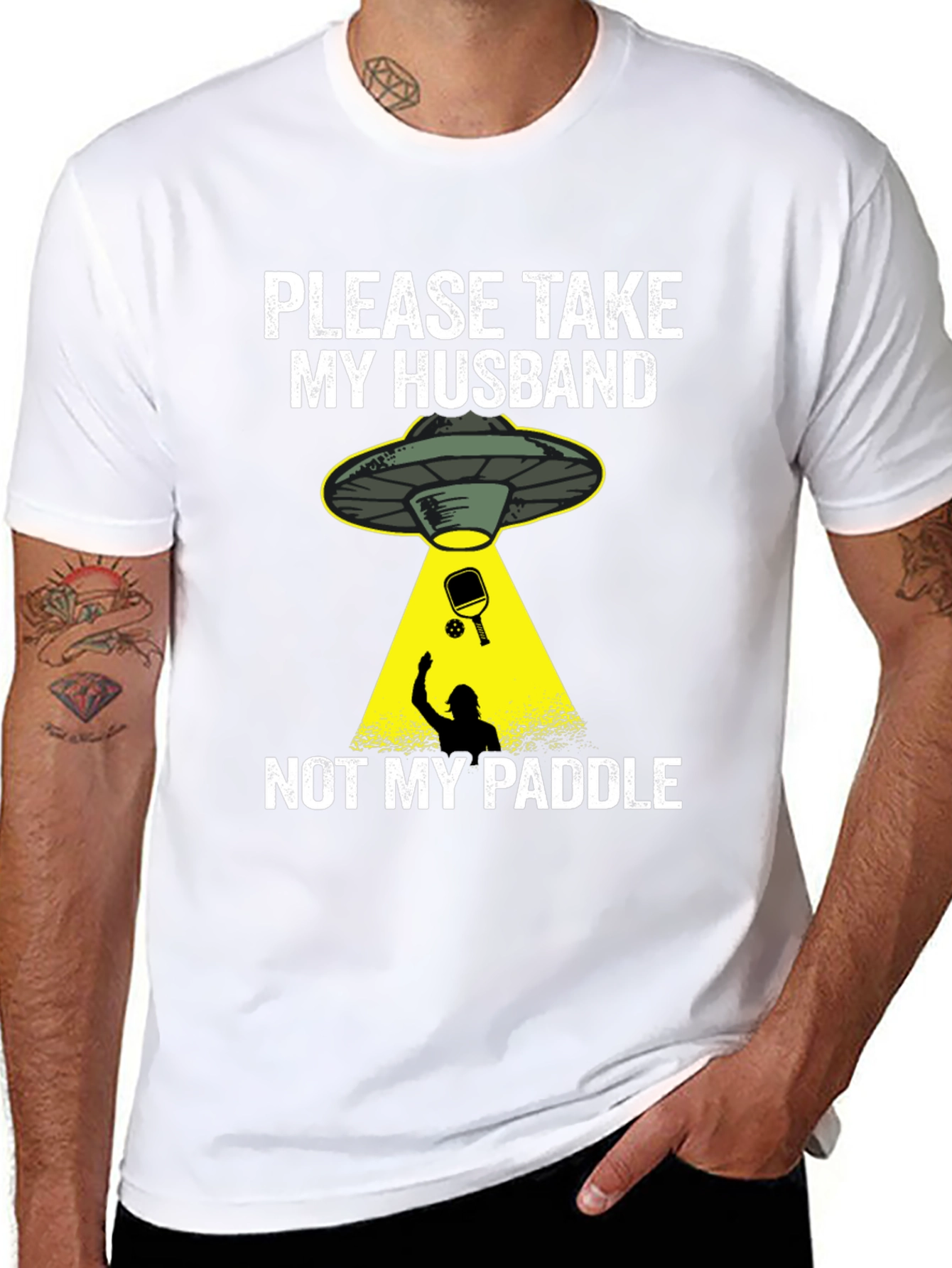 Funny Alien Abduction Husband Paddle T-Shirt