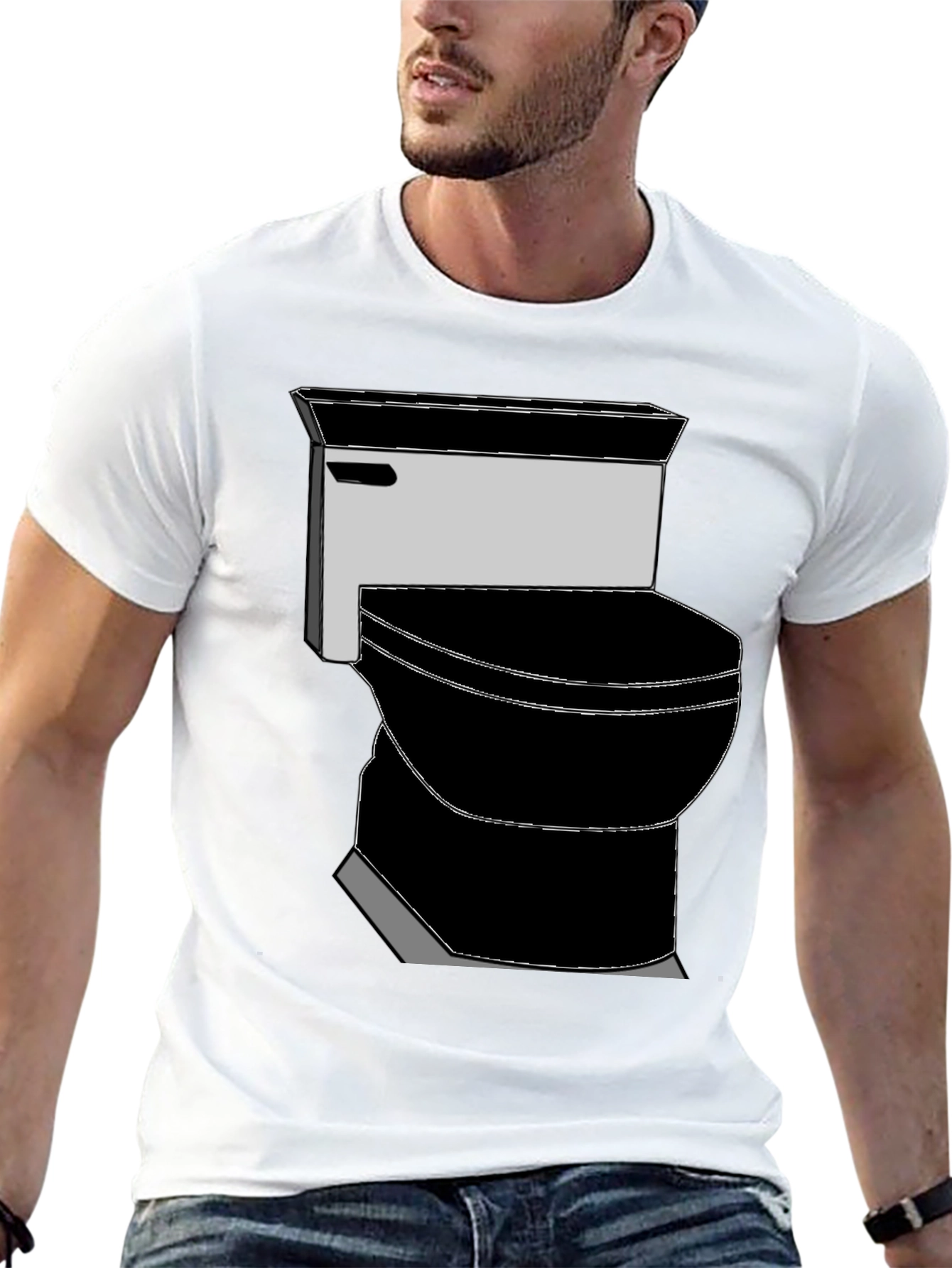 Toilet Graphic Tee - Black Cotton T-Shirt