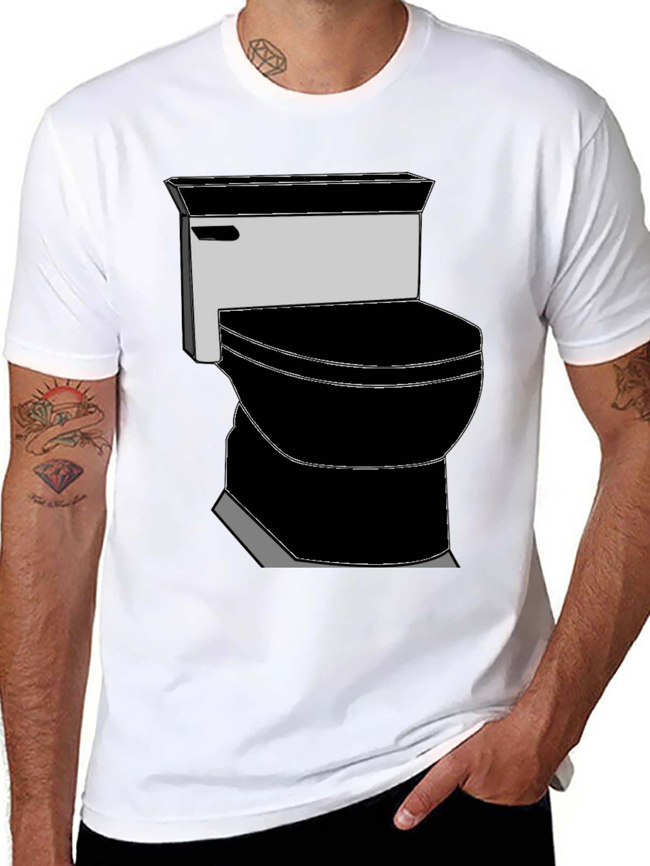 Toilet Graphic Tee - Black Cotton T-Shirt
