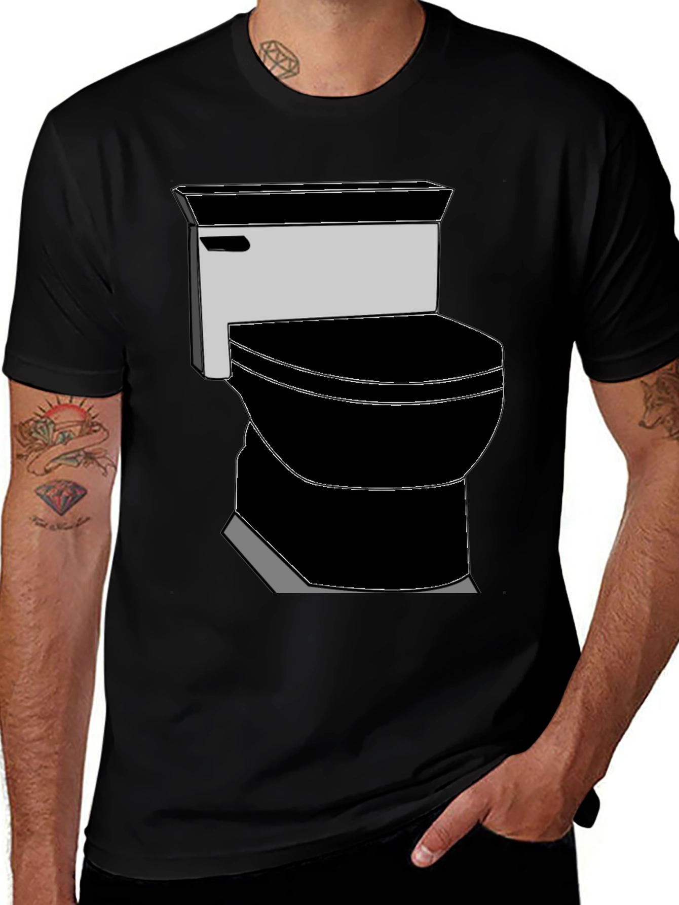 Toilet Graphic Tee - Black Cotton T-Shirt