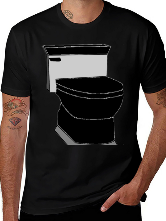 Toilet Graphic Tee - Black Cotton T-Shirt