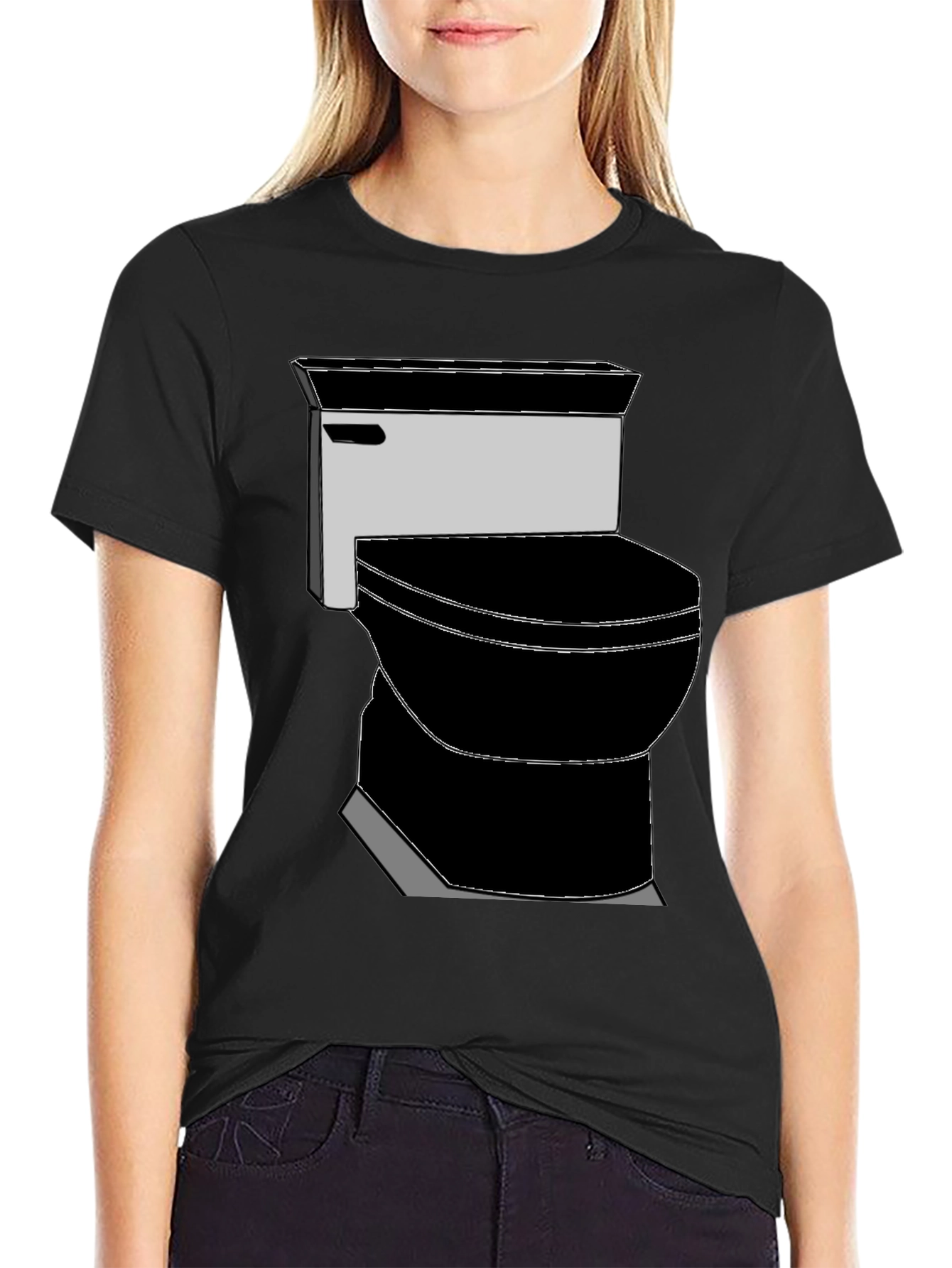 Toilet Graphic Tee - Black Cotton T-Shirt