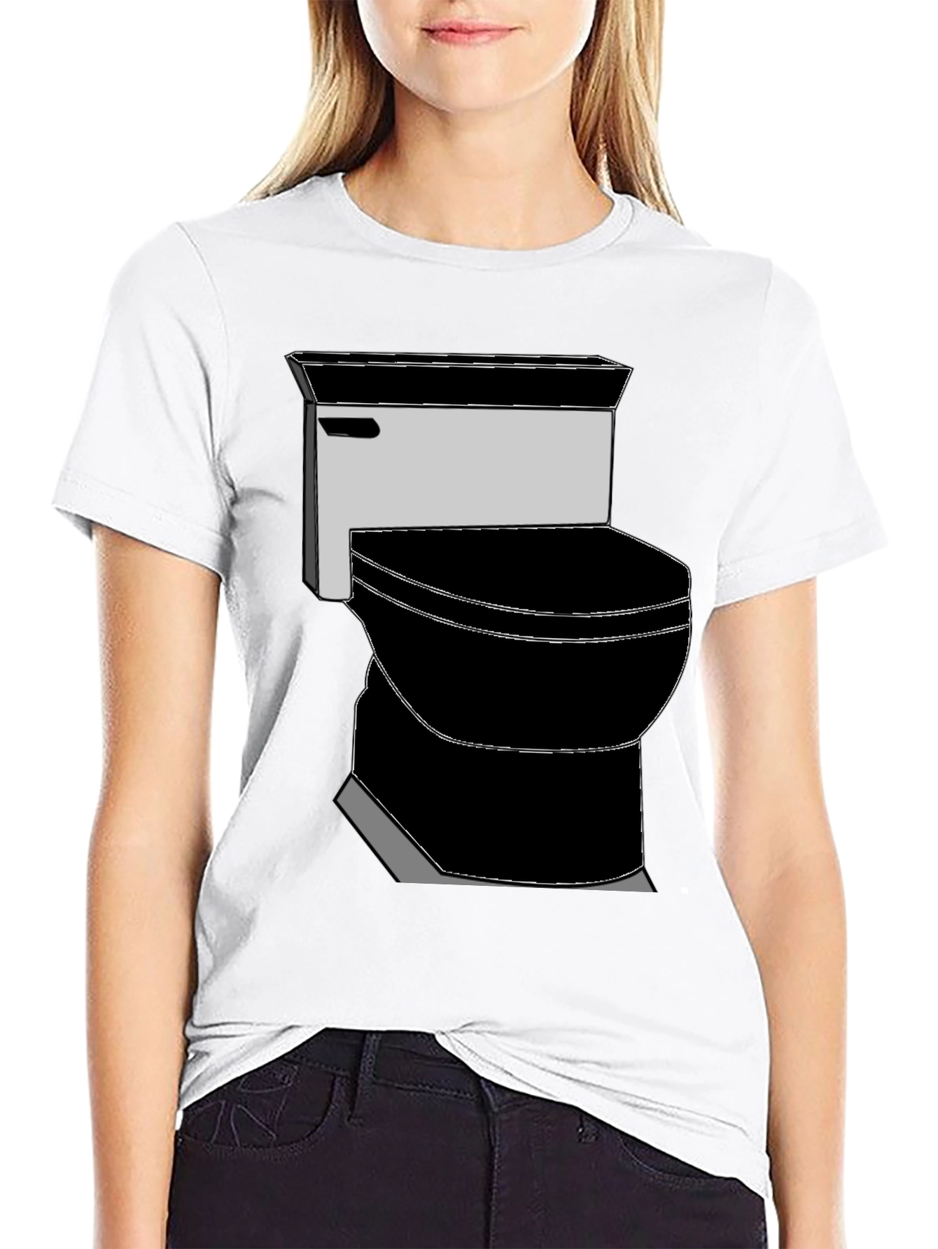 Toilet Graphic Tee - Black Cotton T-Shirt