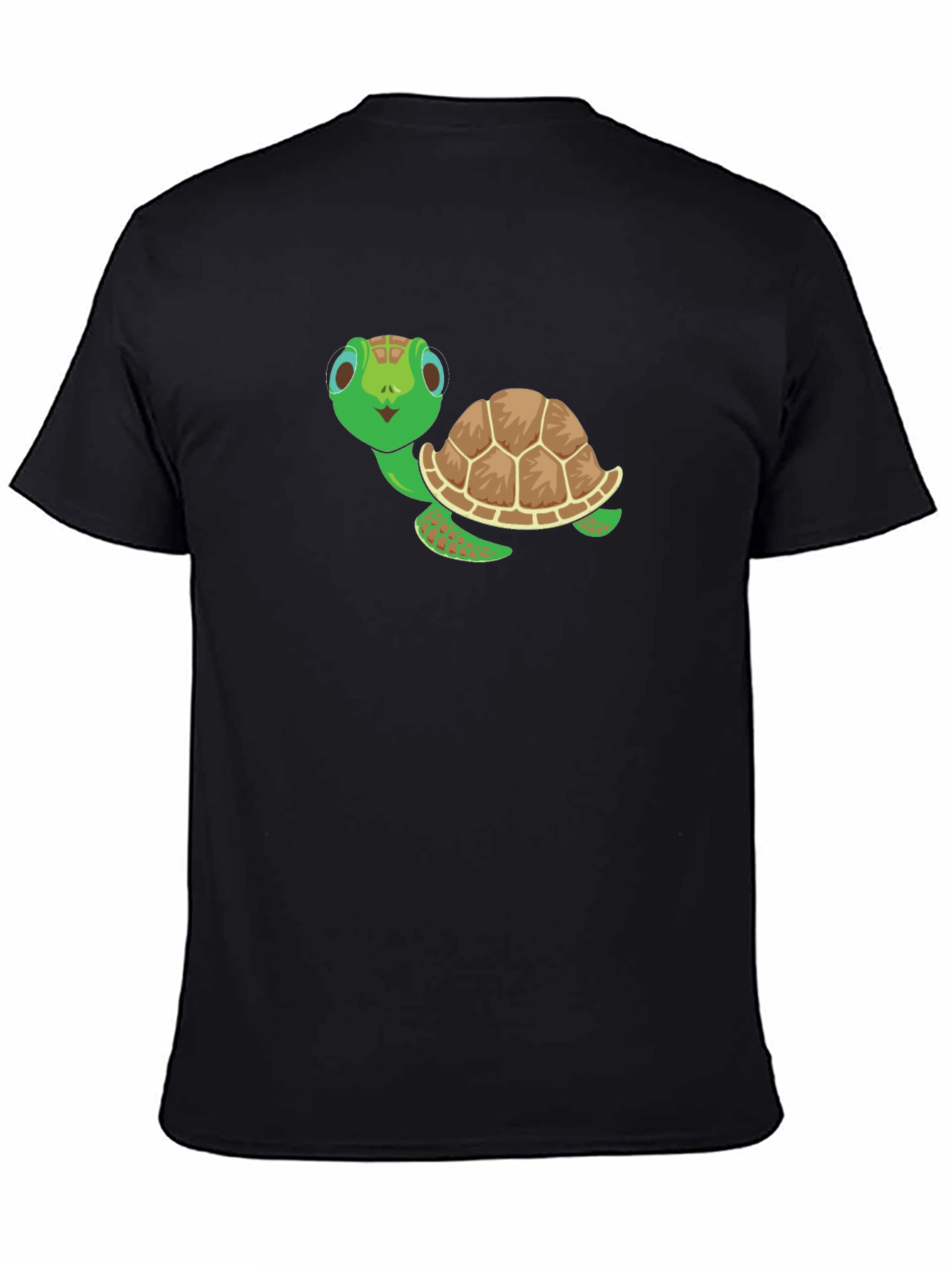 Cute Turtle Graphic Tee - Black Cotton Shirt