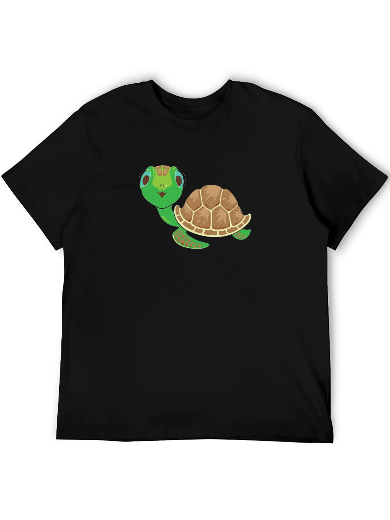 Cute Turtle Graphic Tee - Black Cotton Shirt