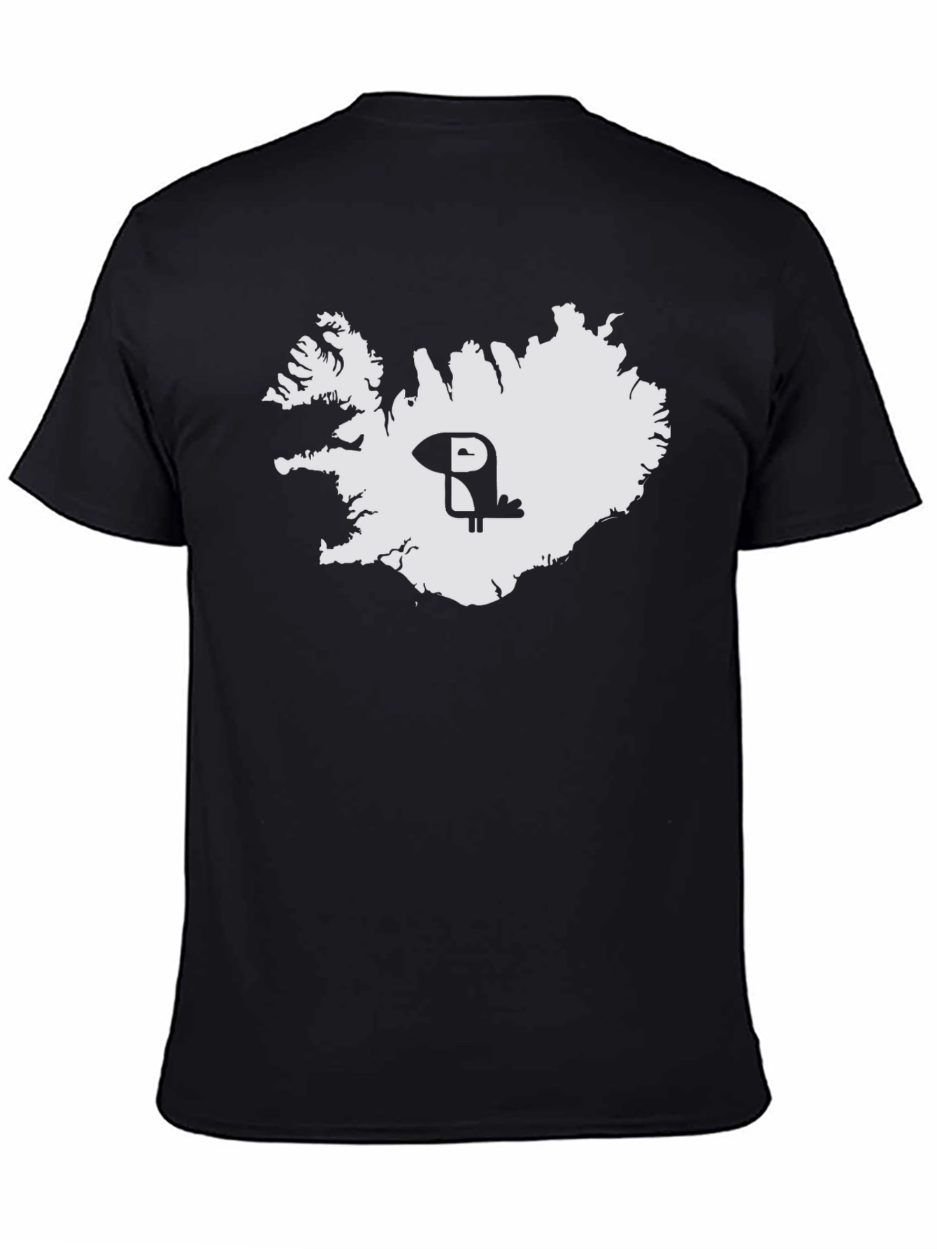 Iceland Puffin Map Tee - Black Cotton Graphic T-Shirt