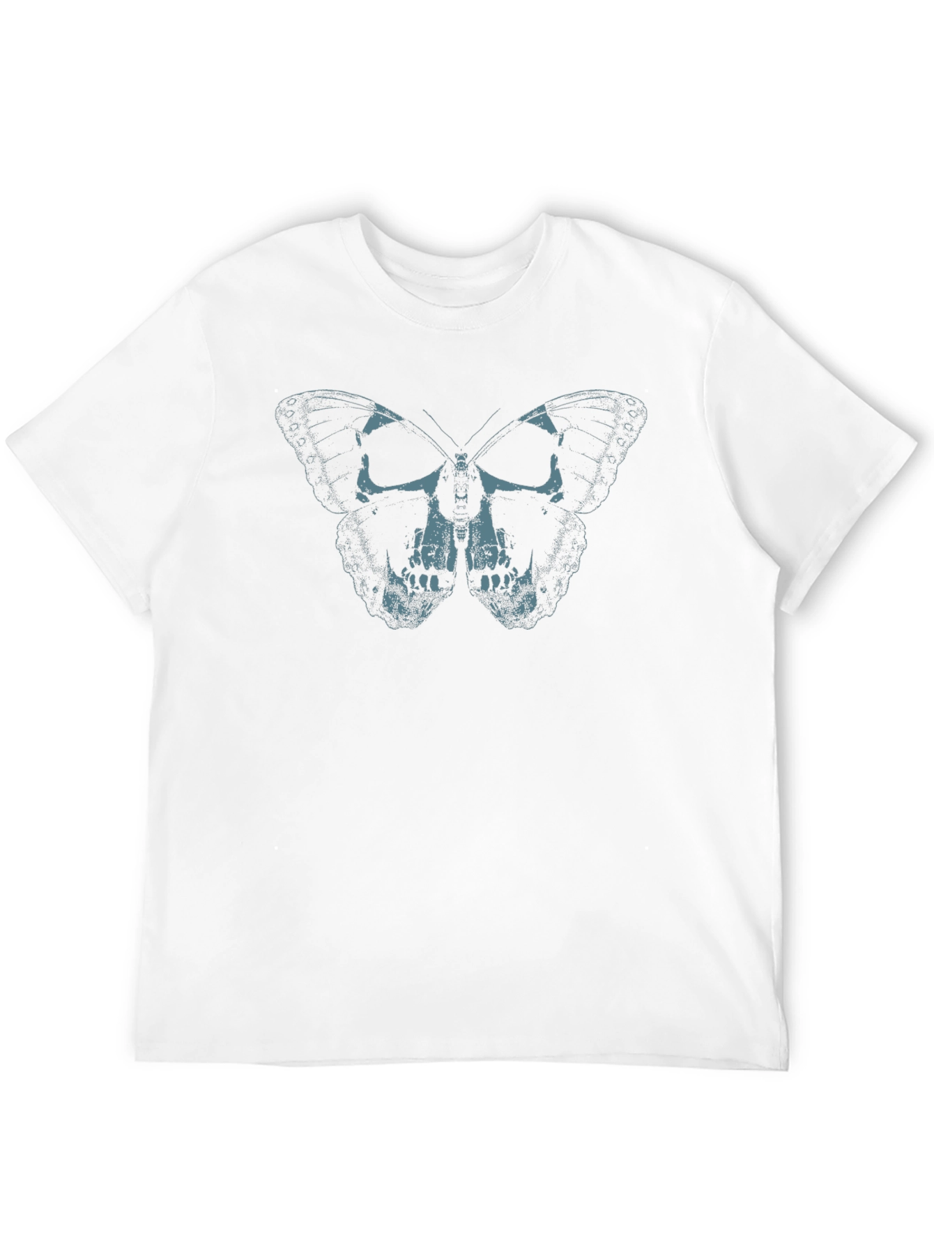 Skull Butterfly Graphic Print Tee - Black