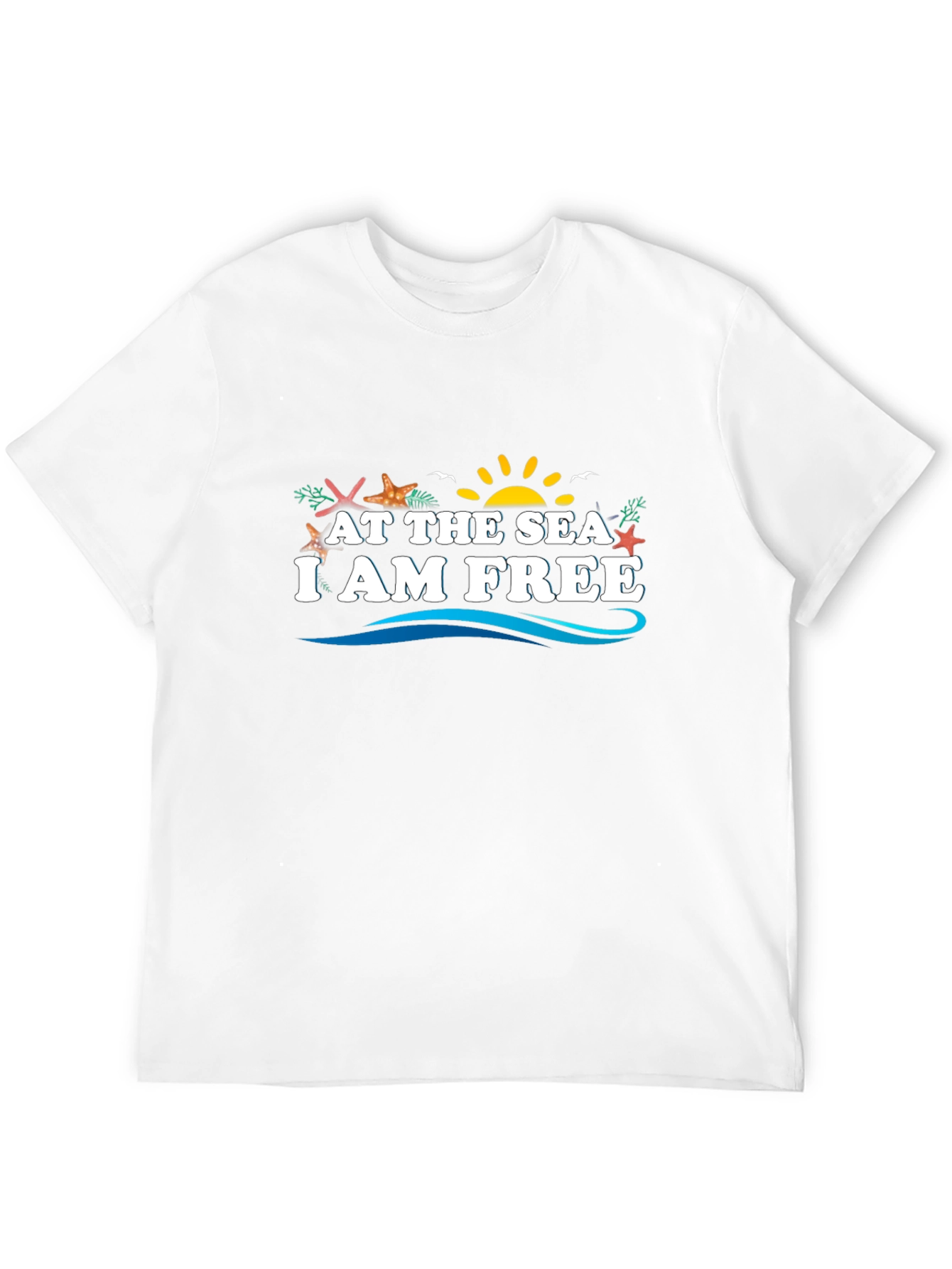 At The Sea I Am Free Black Graphic Tee