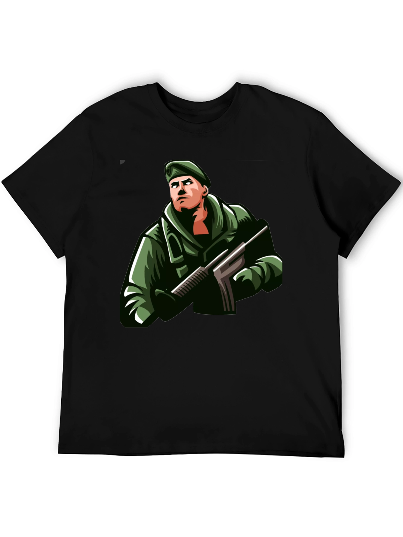 Soldier Graphic Print Black T-Shirt
