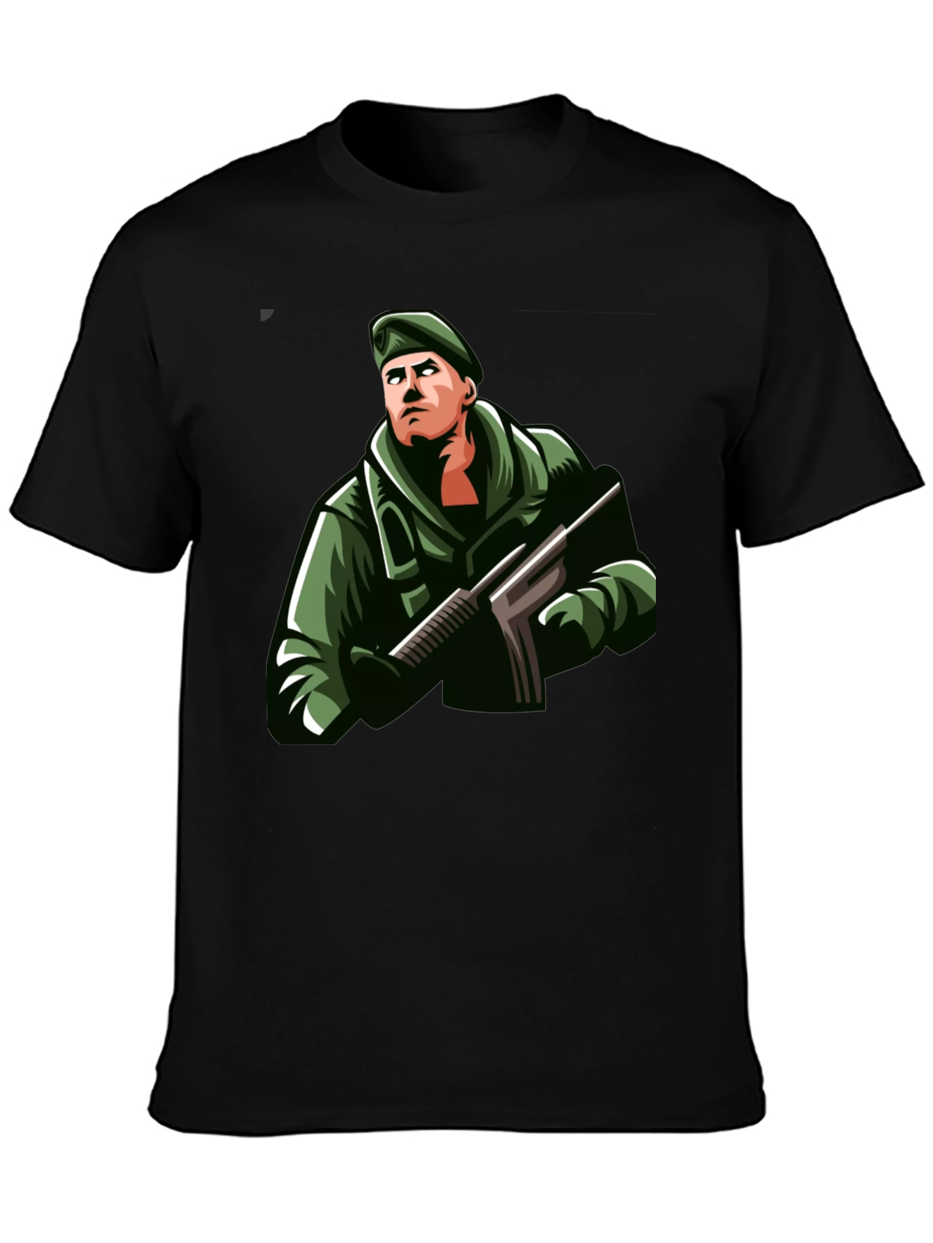 Soldier Graphic Print Black T-Shirt