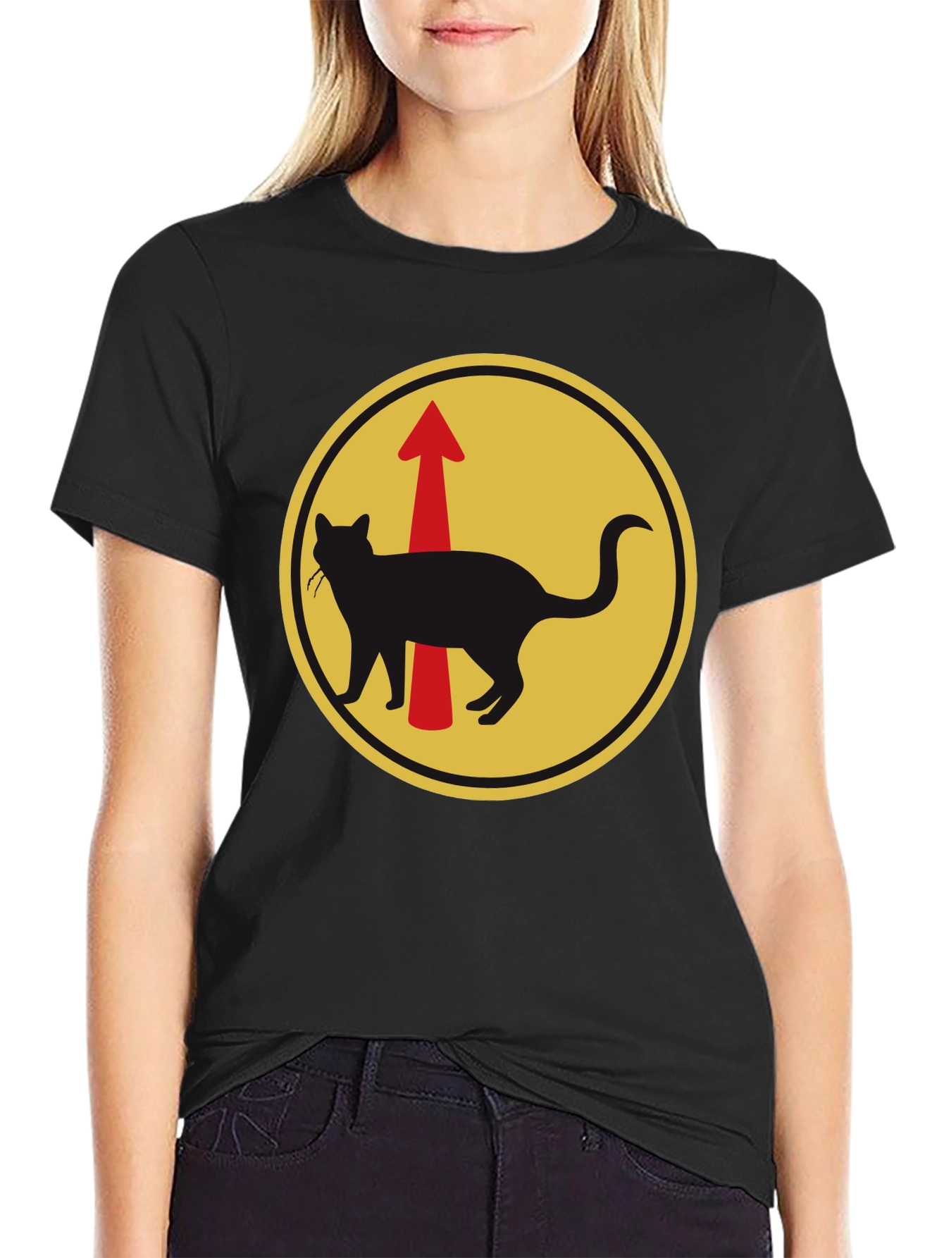 Cat Arrow T-Shirt - Black Unique Design