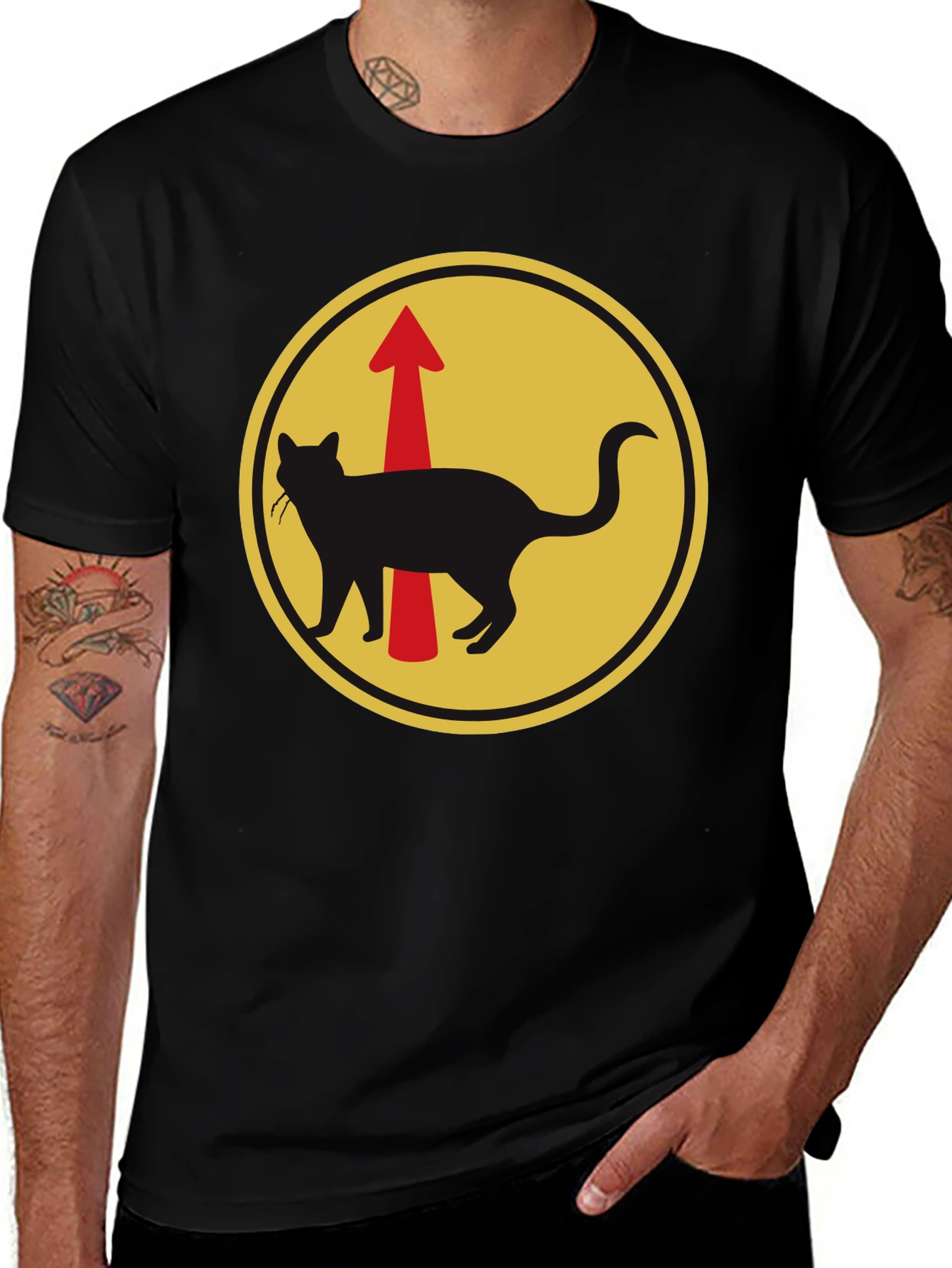 Cat Arrow T-Shirt - Black Unique Design
