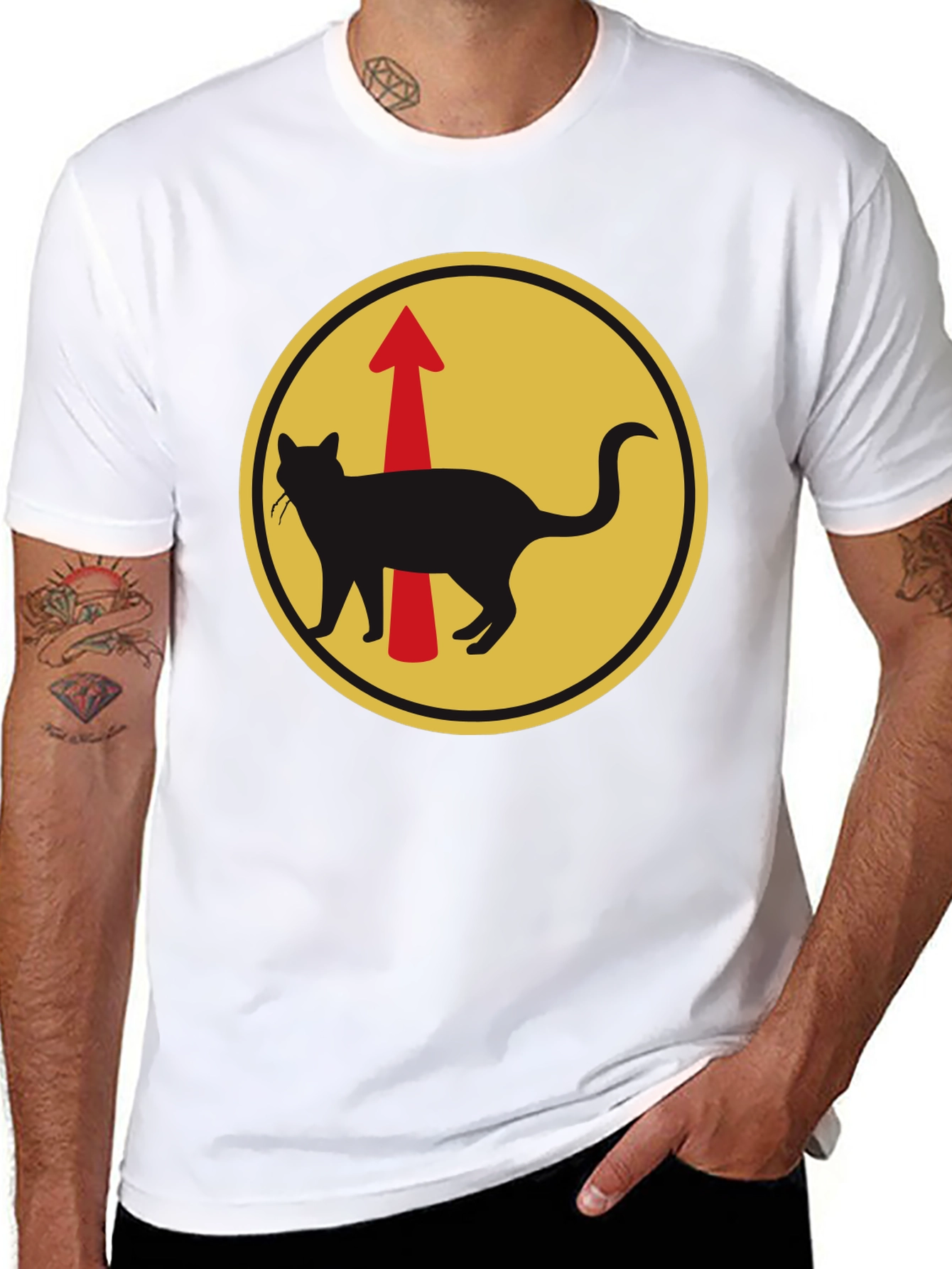 Cat Arrow T-Shirt - Black Unique Design