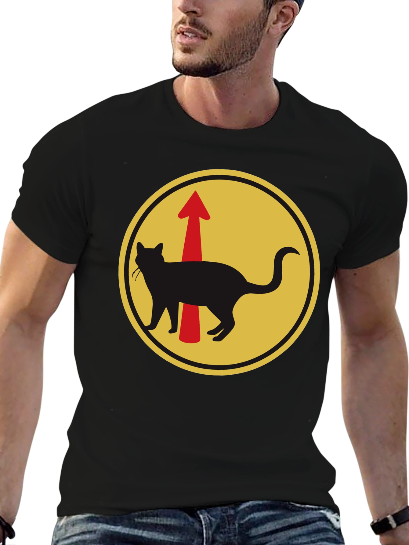 Cat Arrow T-Shirt - Black Unique Design
