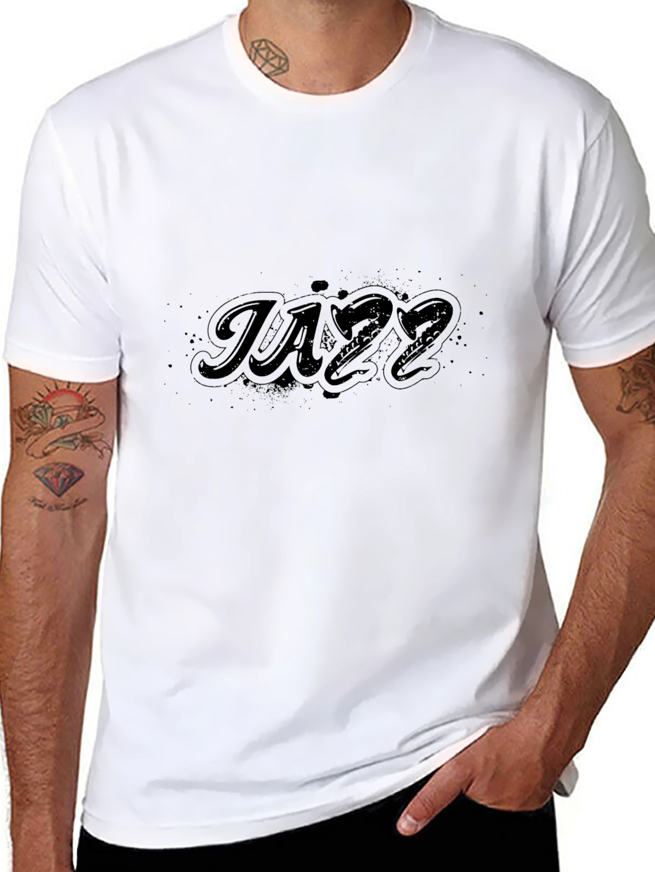 Mens Black Jazz Graphic Print T-Shirt