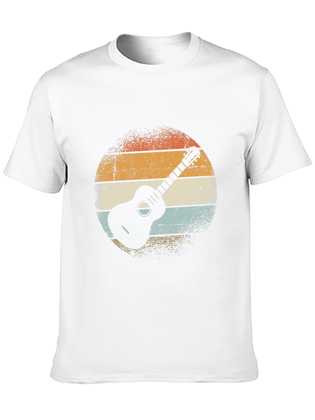Retro Guitar Graphic Tee - Black Cotton T-Shirt
