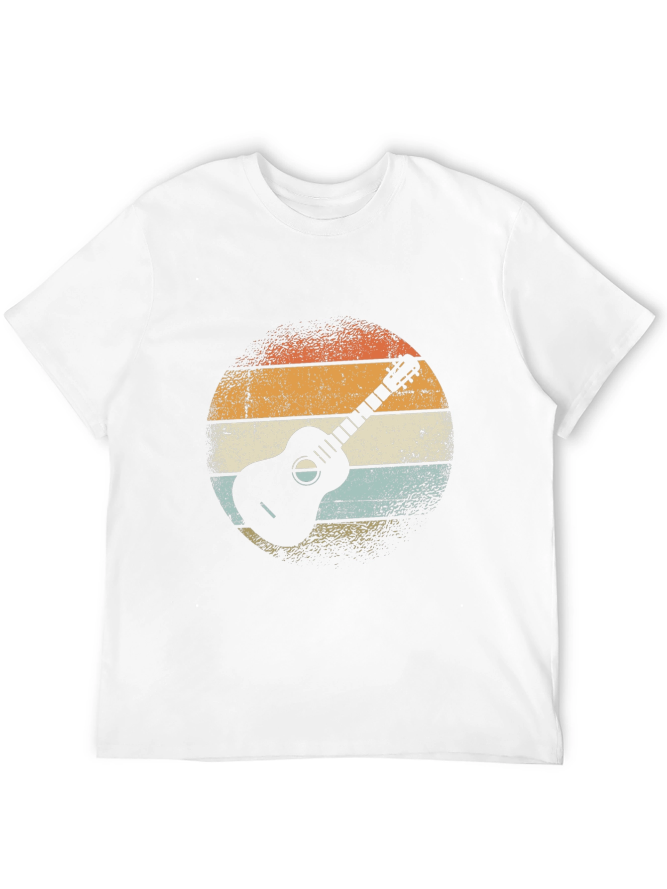 Retro Guitar Graphic Tee - Black Cotton T-Shirt