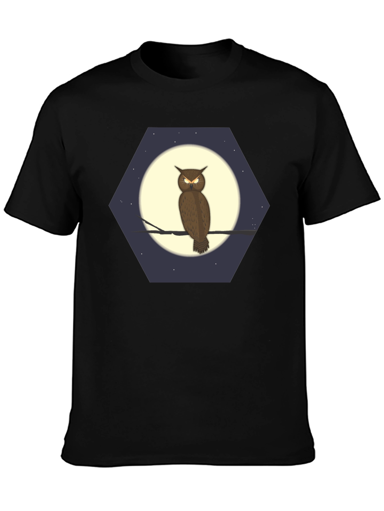 Owl Moon Hexagon Graphic T-Shirt