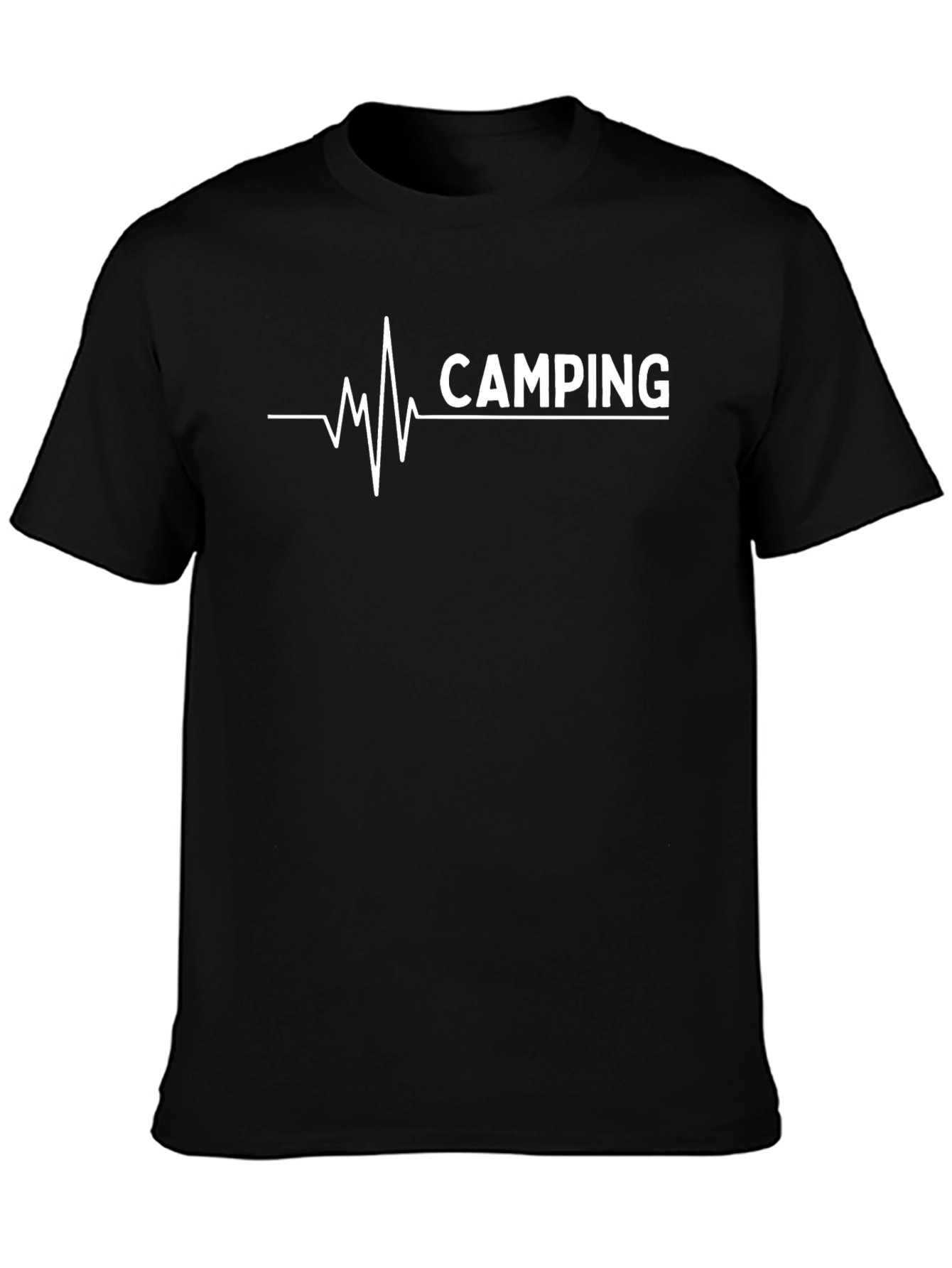 Camping Heartbeat T-Shirt - Black Crew Neck Tee