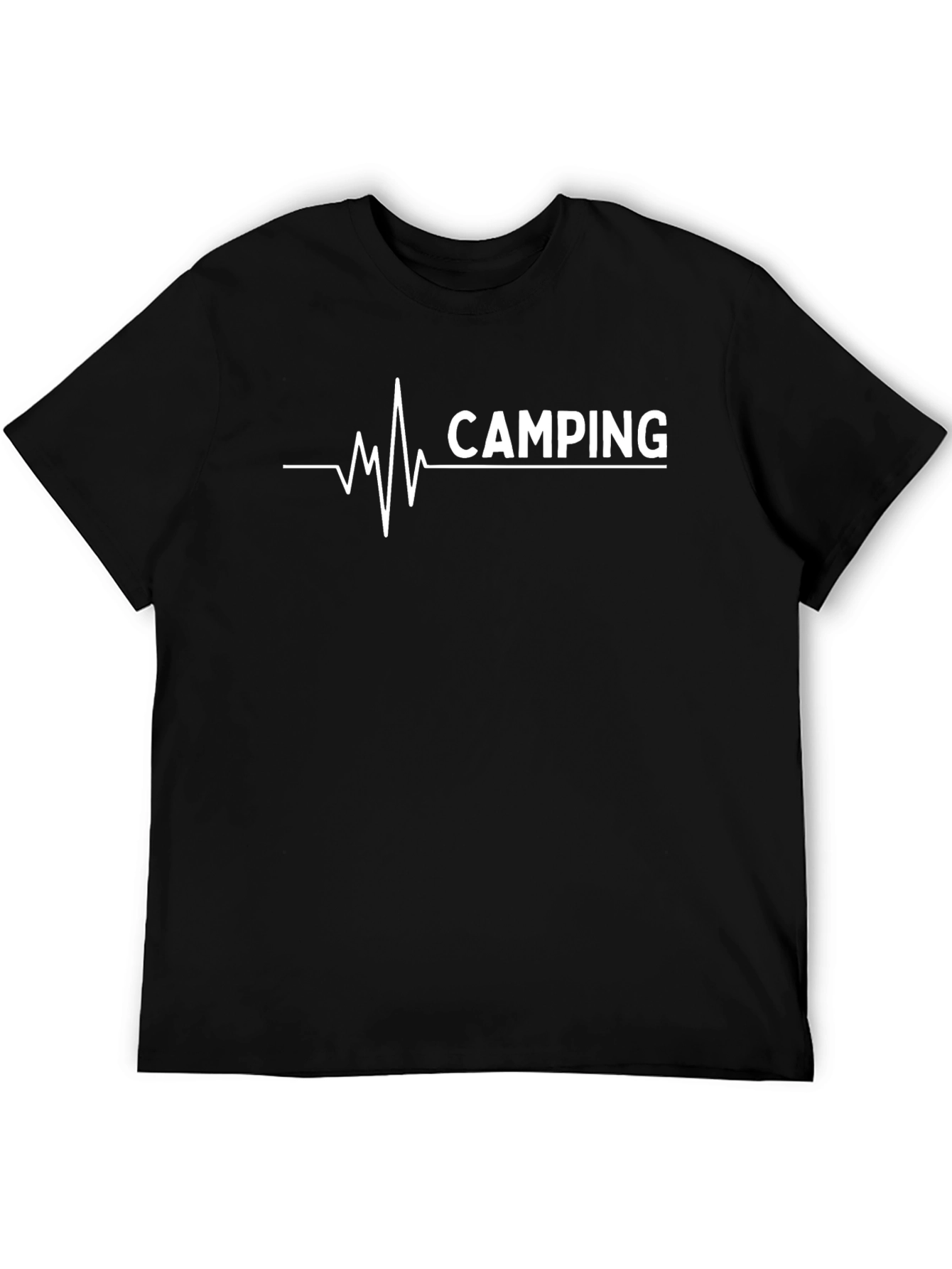 Camping Heartbeat T-Shirt - Black Crew Neck Tee