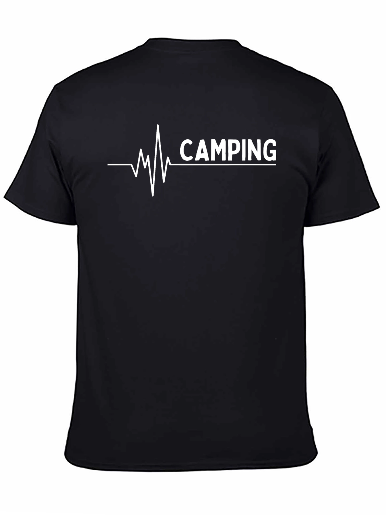 Camping Heartbeat T-Shirt - Black Crew Neck Tee