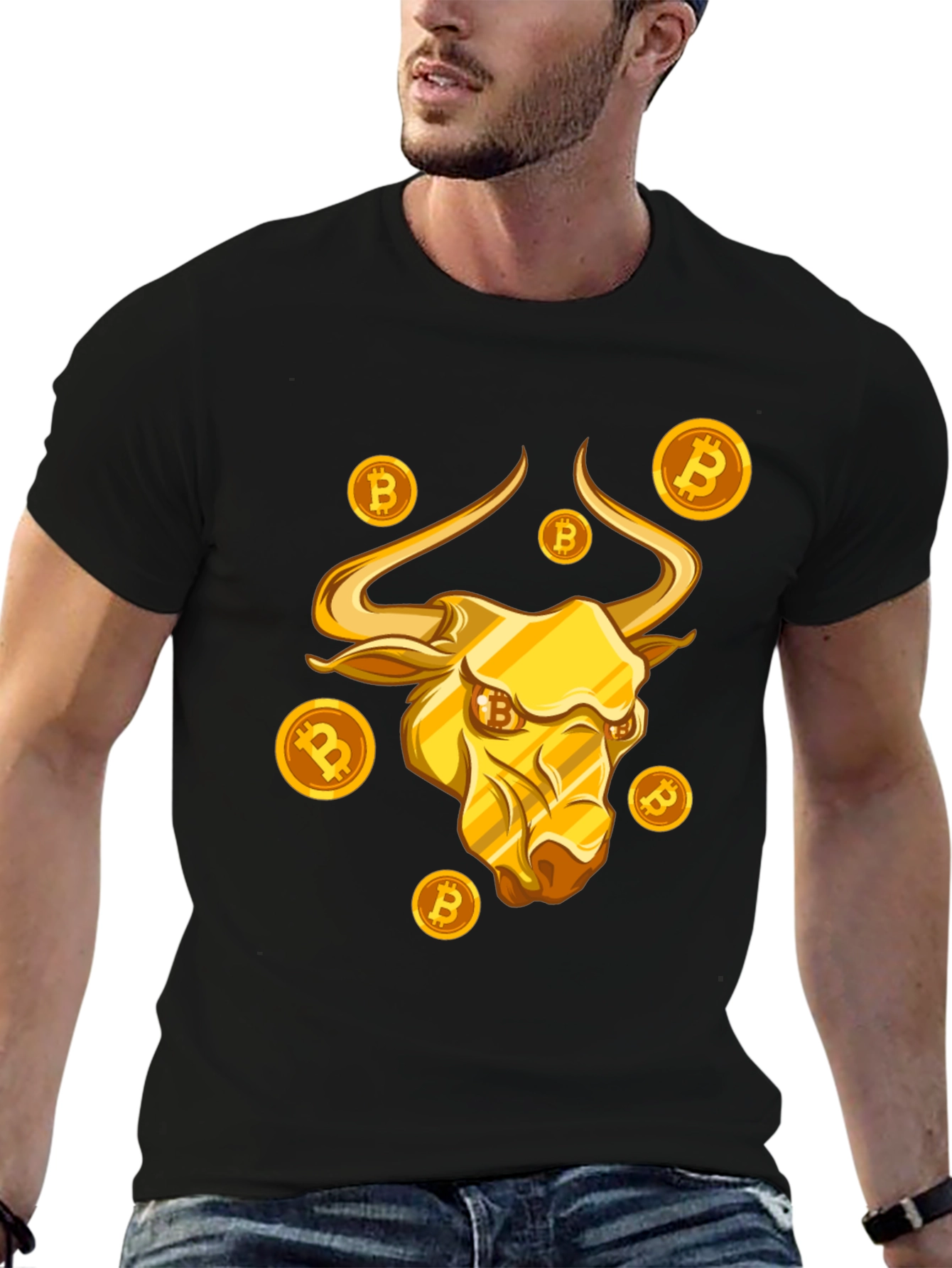 Bitcoin Bull T-Shirt - Crypto Golden Bull Design
