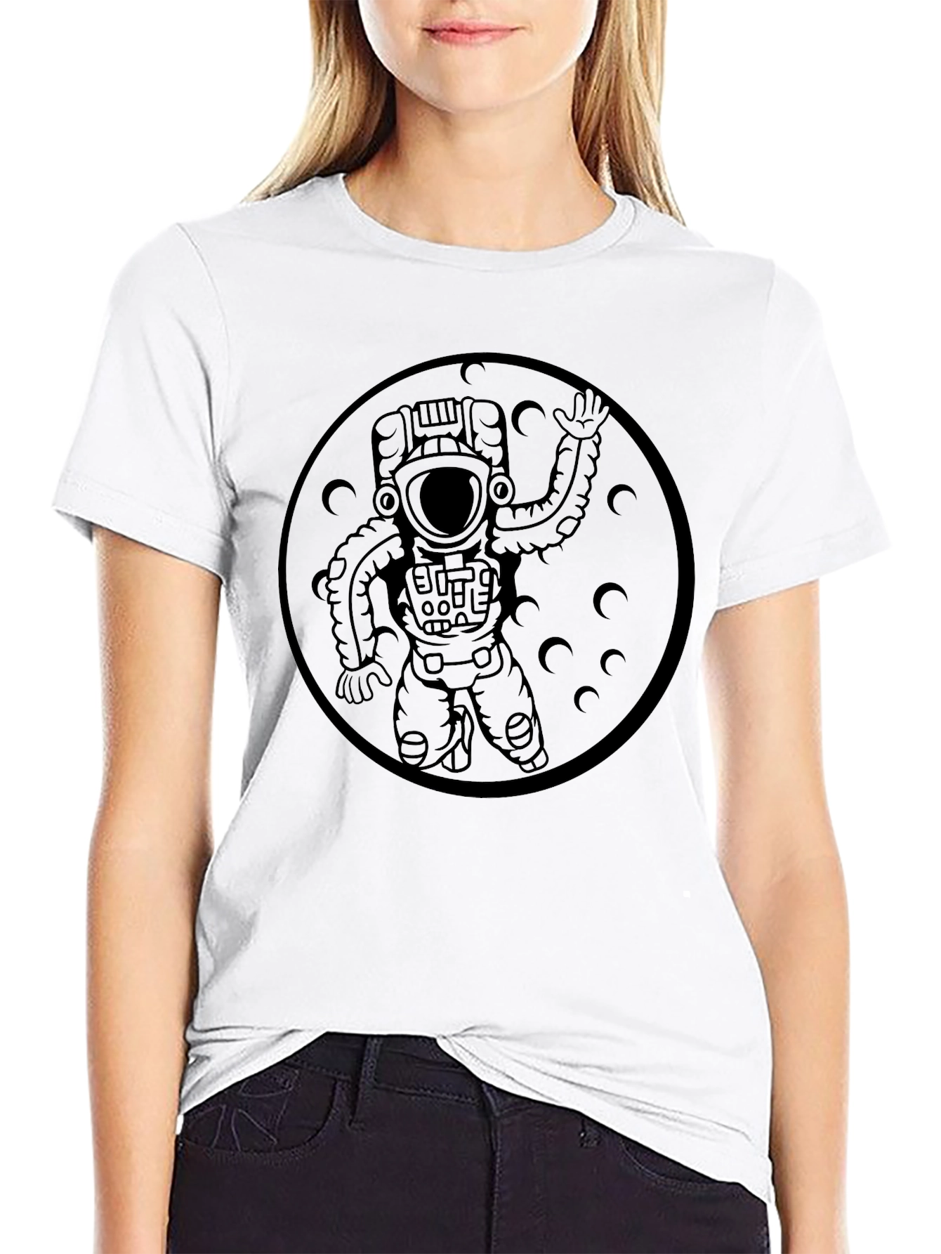 Astronaut Moon Graphic T-Shirt - Black